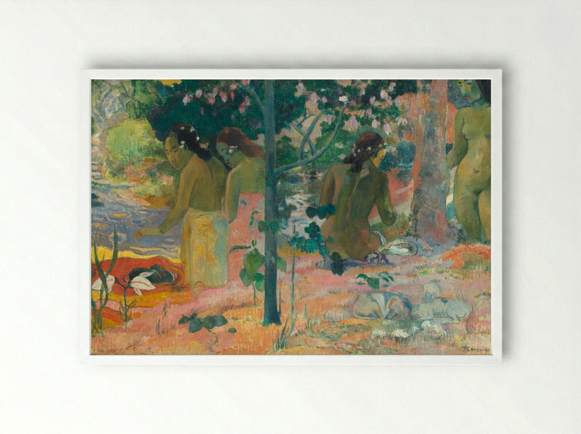 The Bathers - Paul Gauguin - Framed Print White