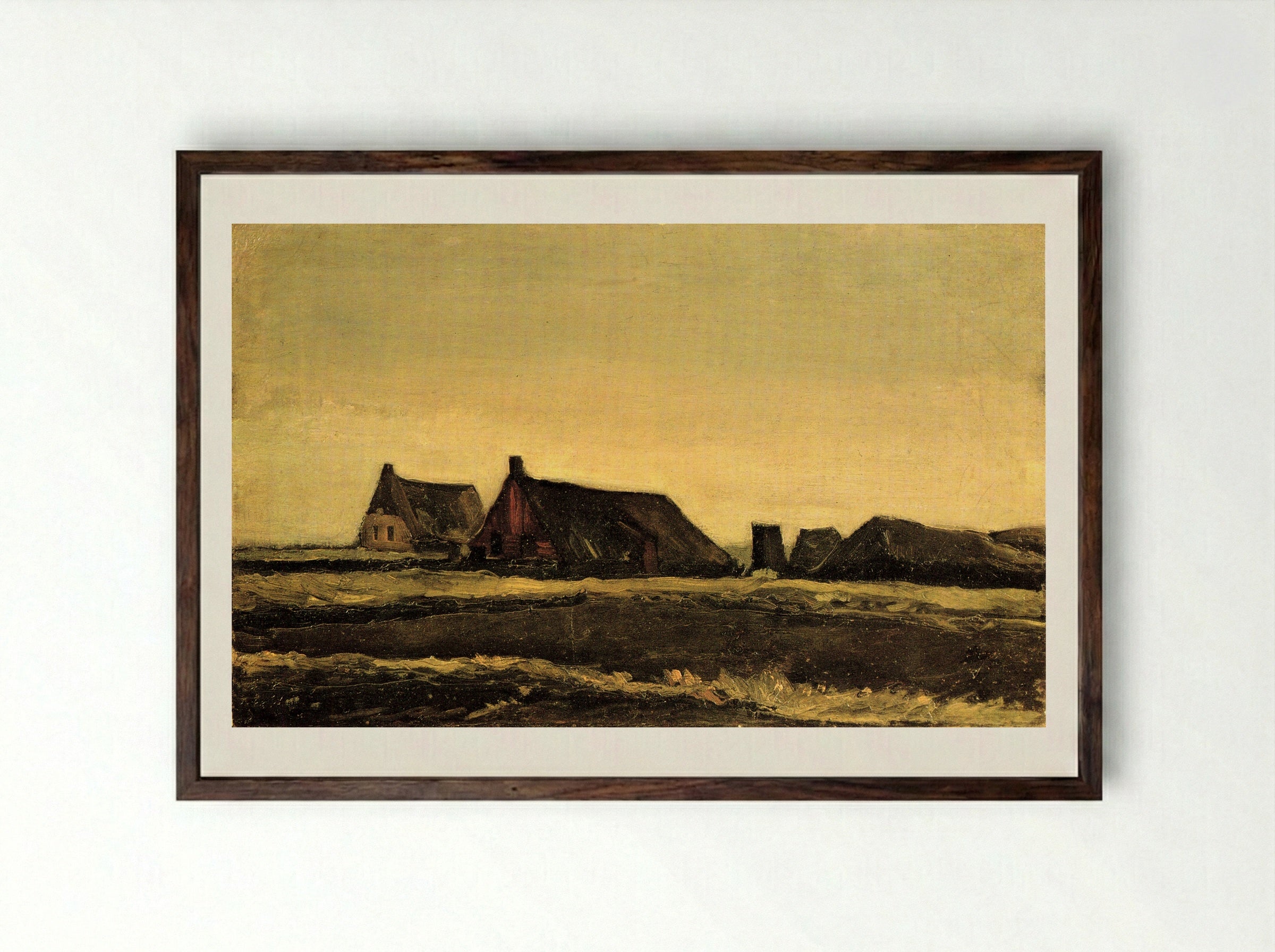 Cottages - Vincent van Gogh - Framed Print Dark Wood