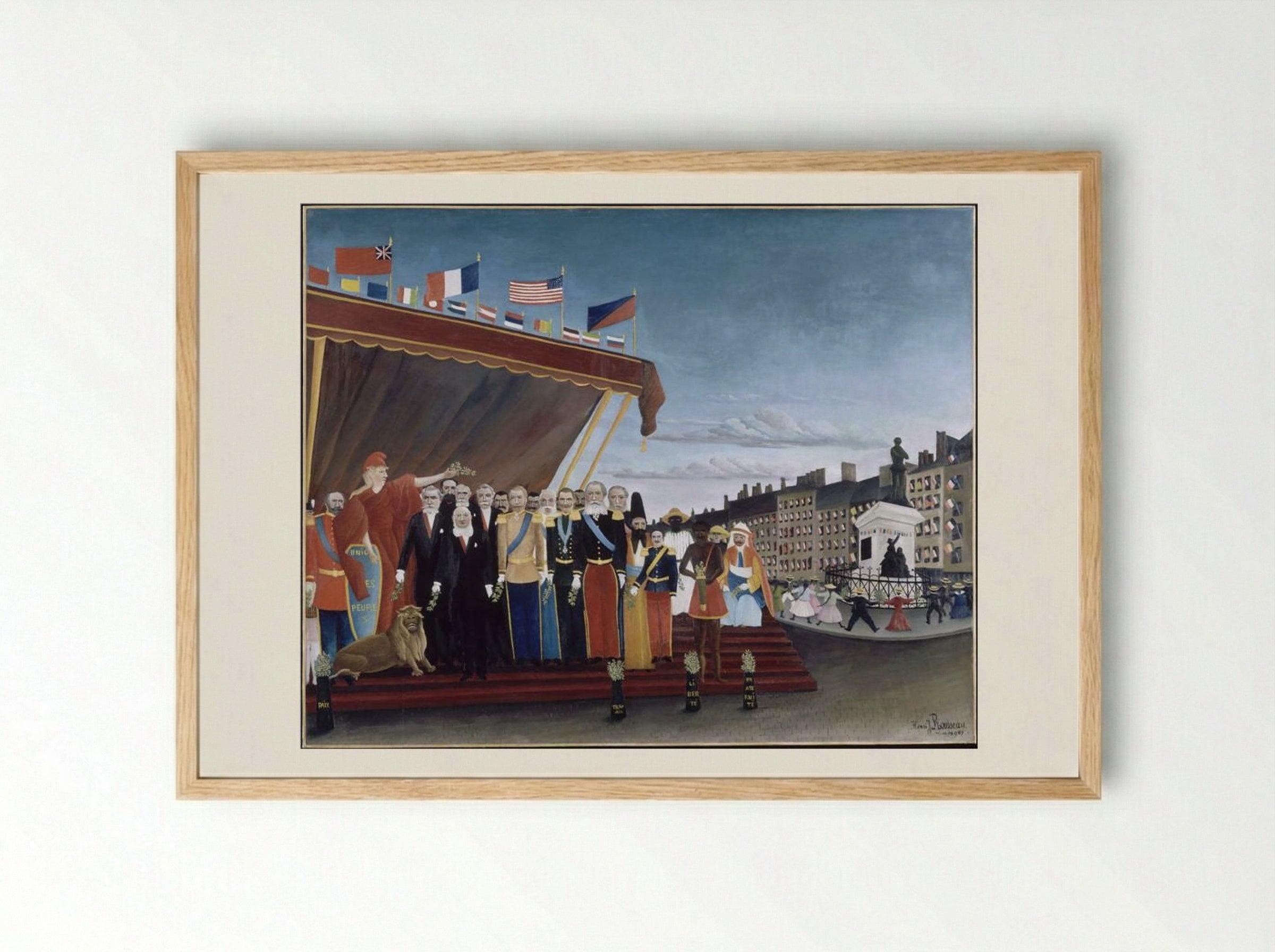The Representatives of Foreign Powers Coming to Salute the Republic as a Sign of Peace - Henri Rousseau - Framed Print Wood