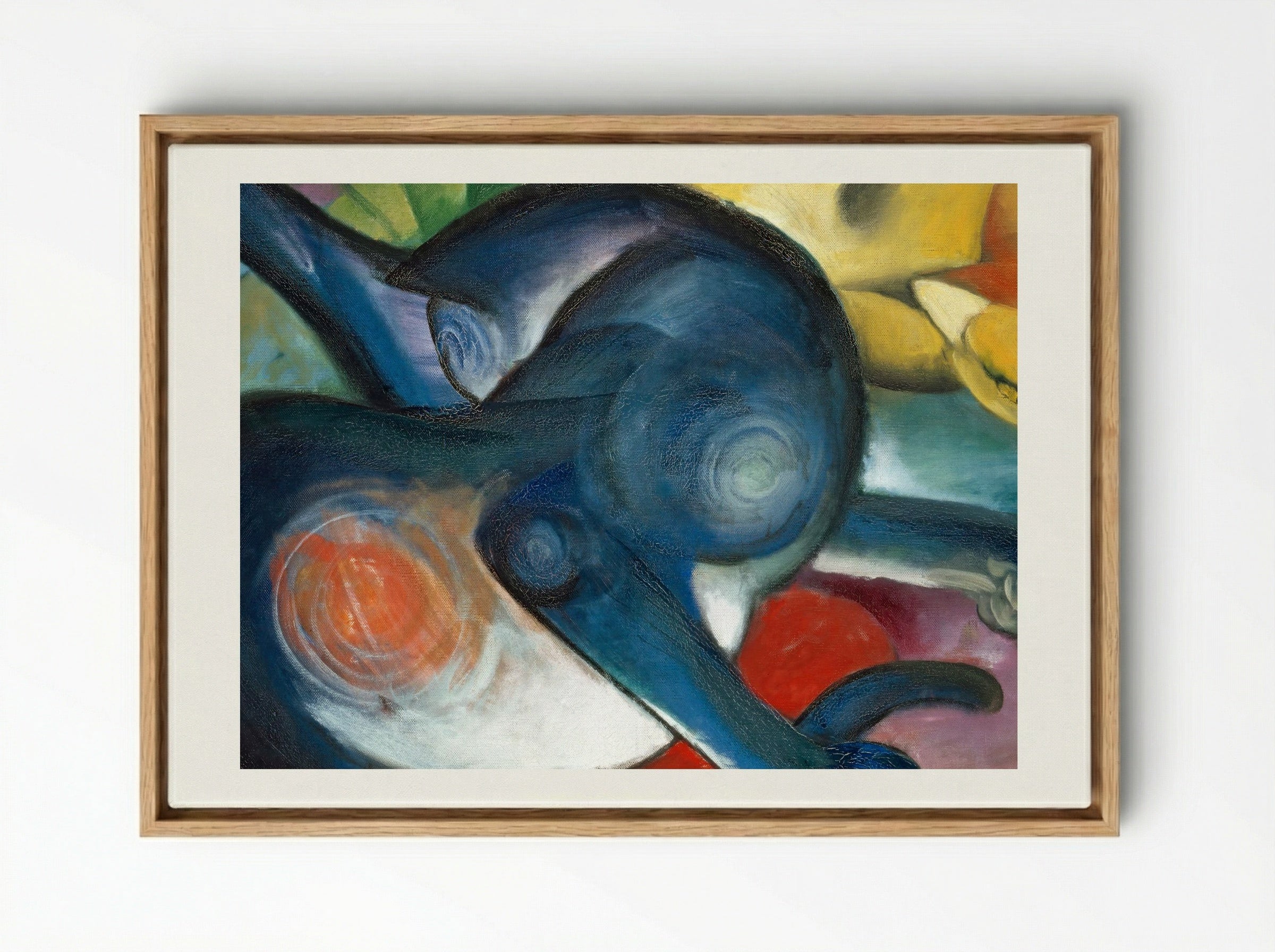 Two Cats, Blue and Yellow - Franz Marc - Framed Canvas Wood