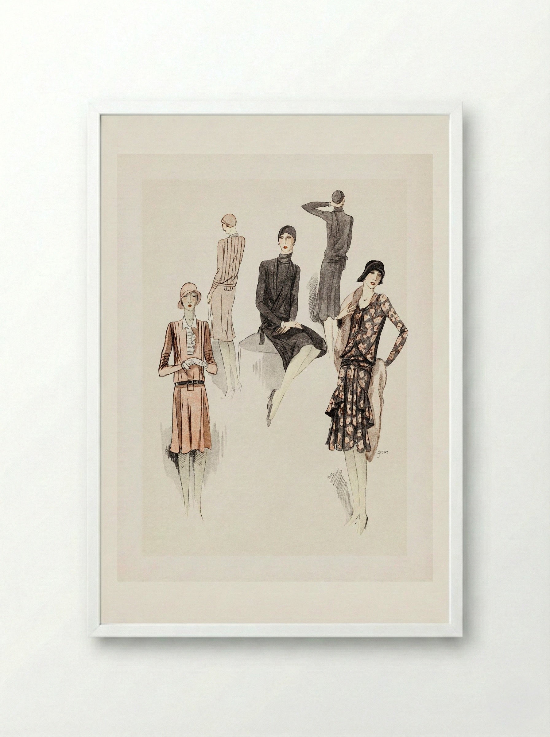 Feuillets de l'Élégance Féminine - Fine Art Print - Framed Print White