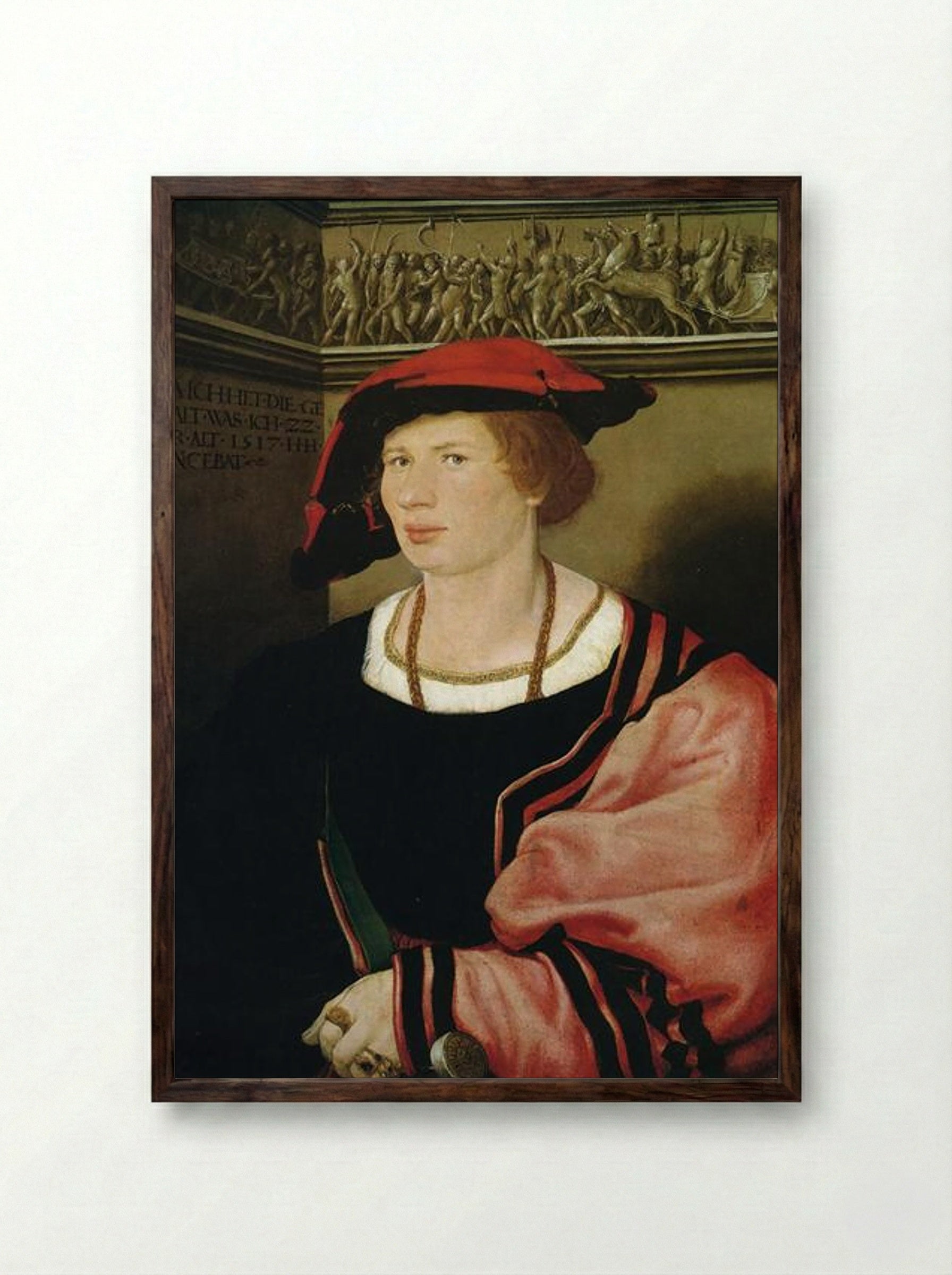 Portrait of Benedikt von Hertenstein - Hans Holbein the Younger - Framed Print Dark Wood
