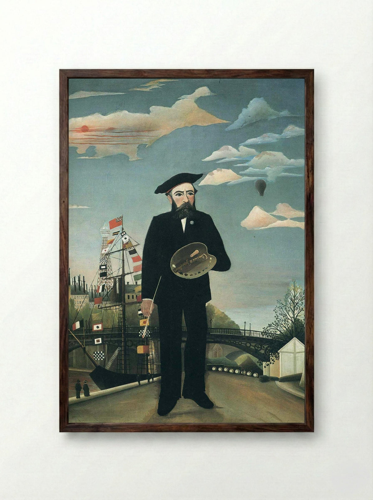 Self-Portrait with Palette - Henri Rousseau - Framed Print Dark Wood