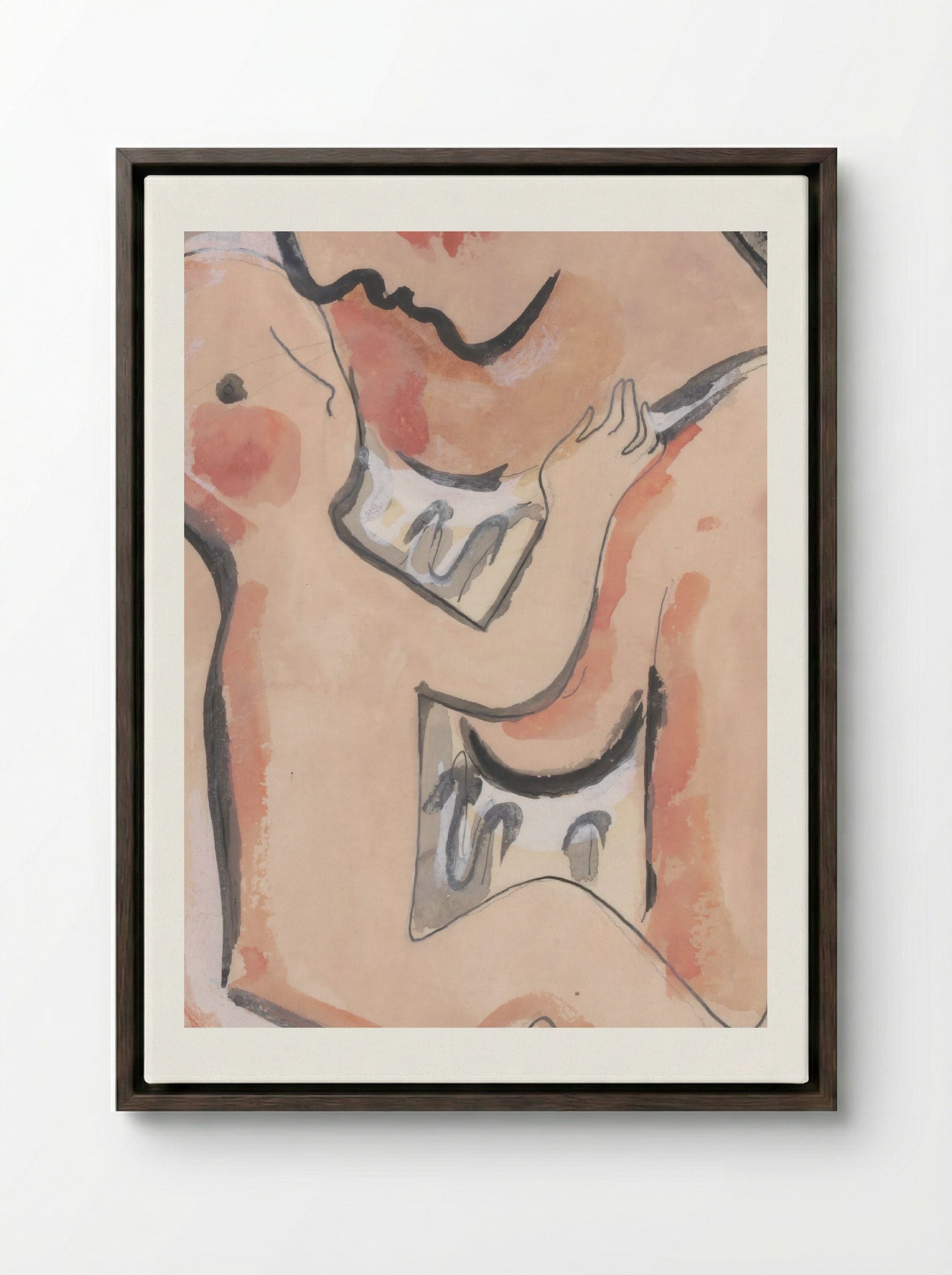 Mother with Child - Mikuláš Galanda - Framed Canvas Dark Wood