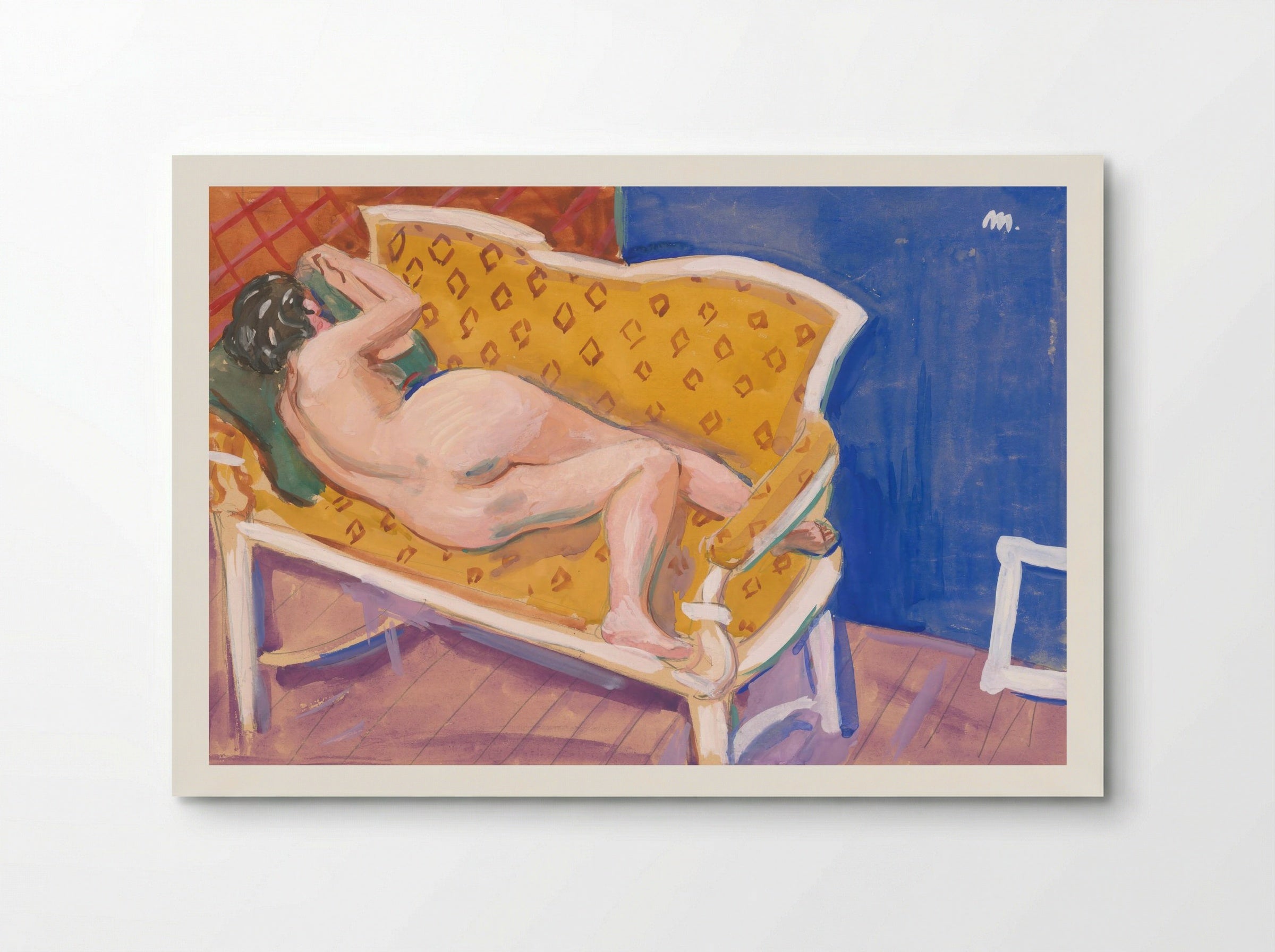 Reclining Nude on Yellow Sofa - Cyprián Majerník - Poster