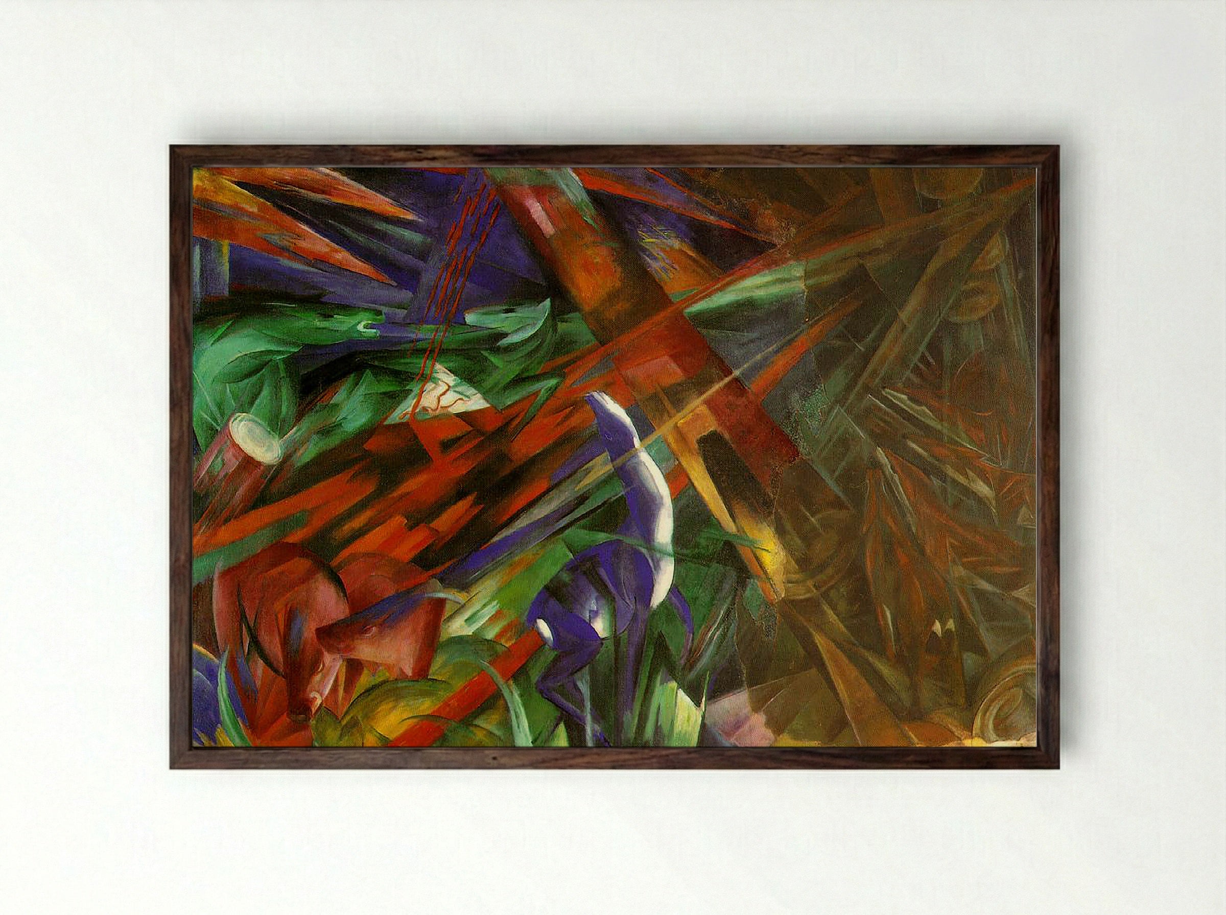 The Fate of the Animals - Franz Marc - Framed Print Dark Wood