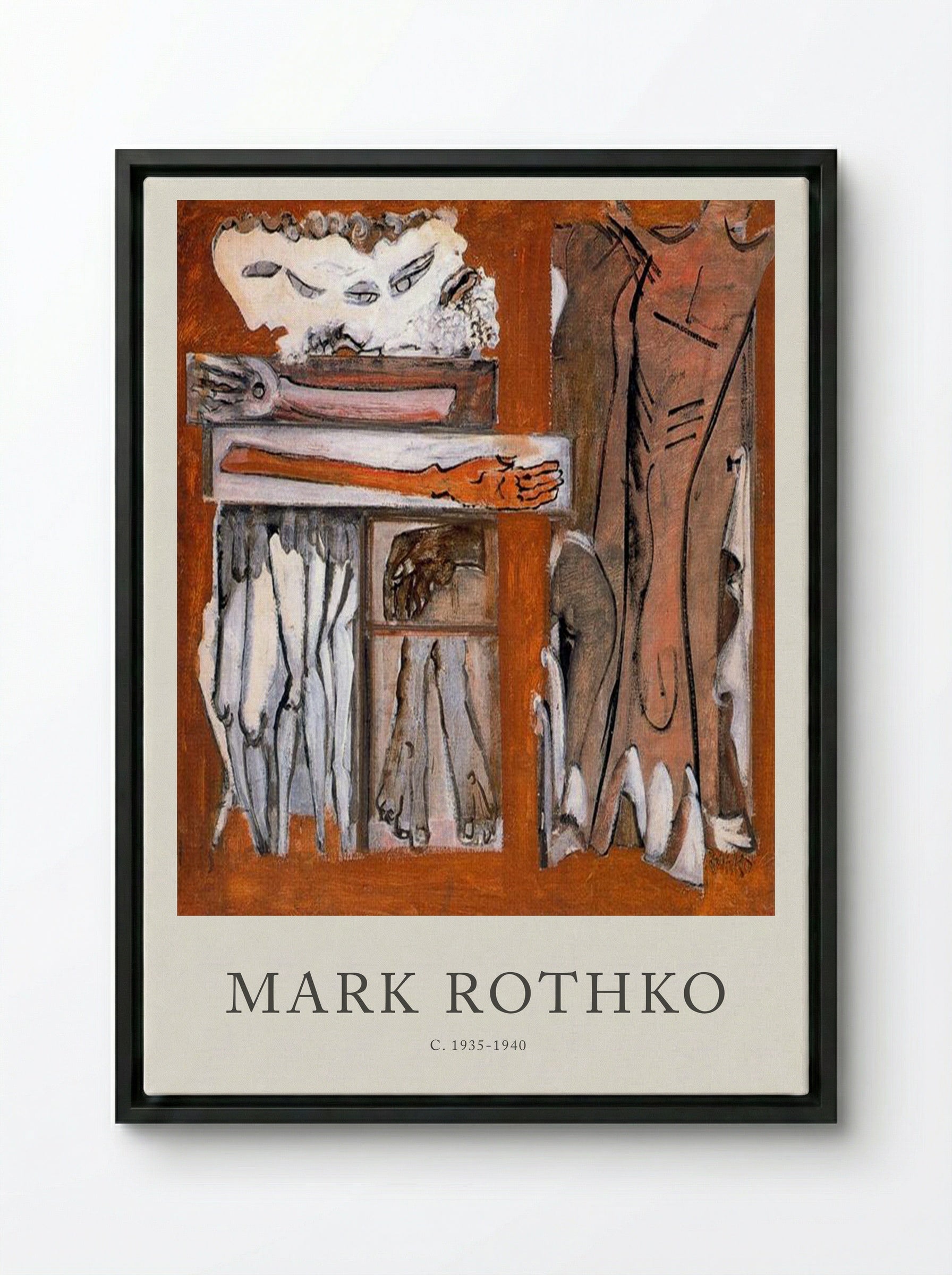 Untitled (Figurative Composition) - Mark Rothko - Framed Canvas Black