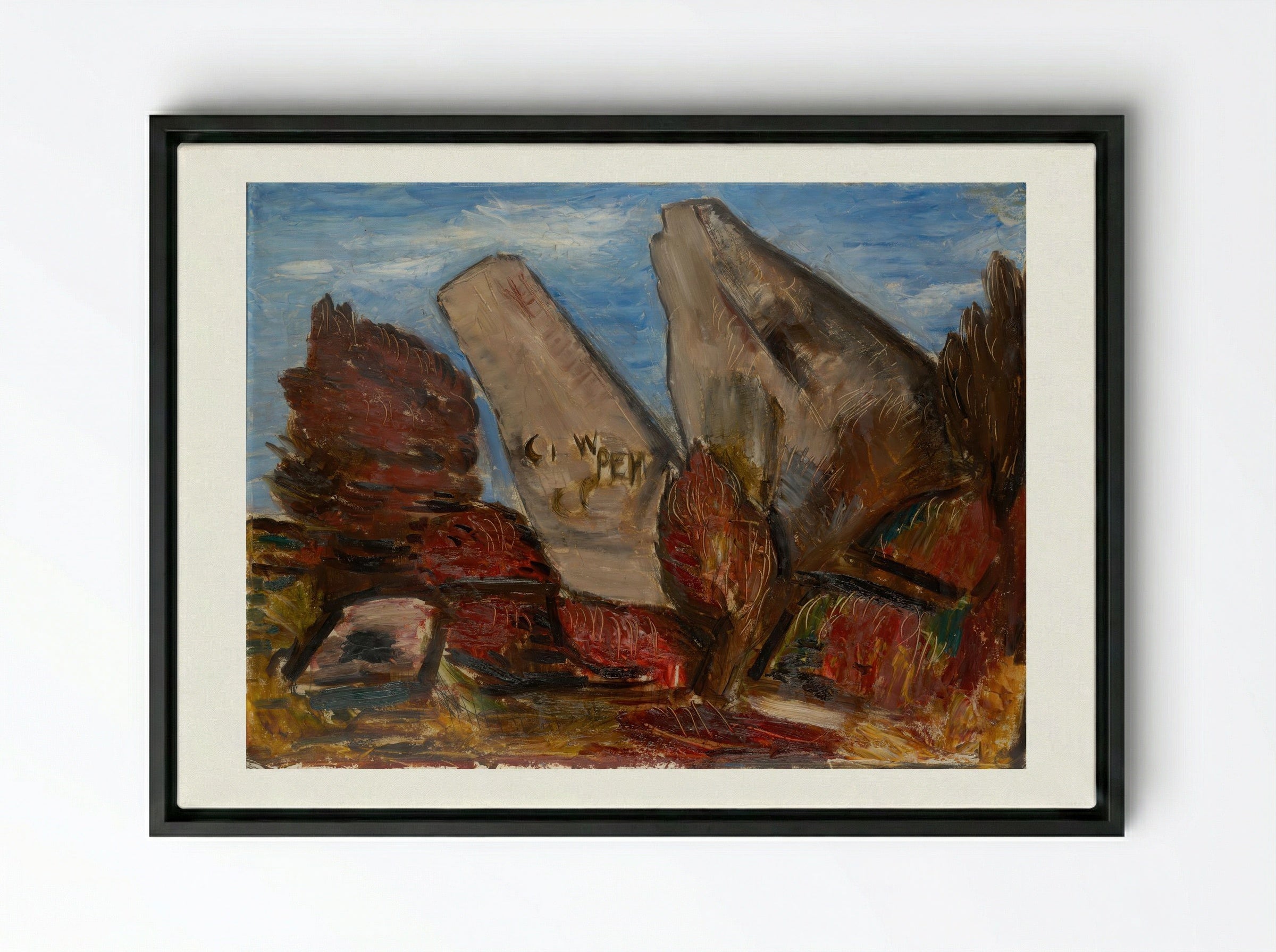 Whale's Jaw, Dogtown Common, Cape Ann, Massachusetts - Marsden Hartley - Framed Canvas Black