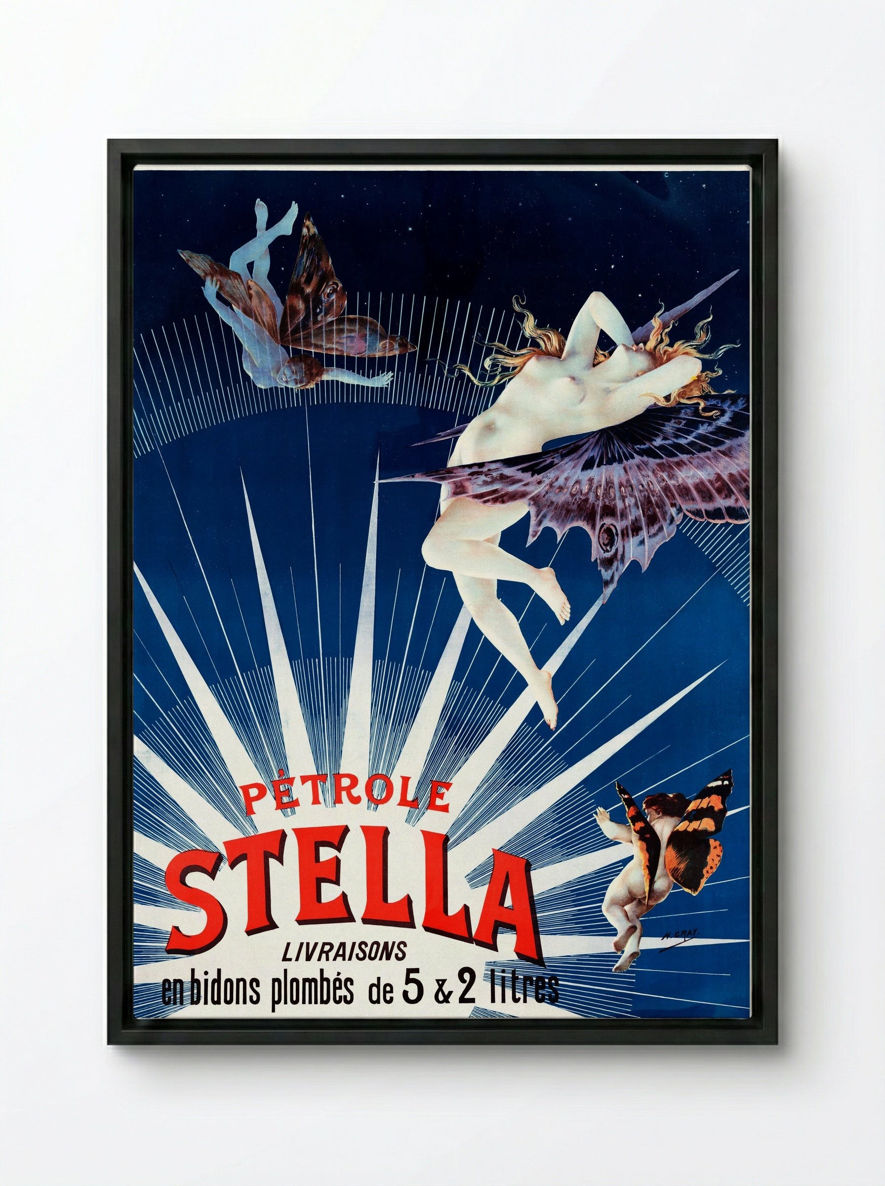 Pétrole Stella: Livraisons en bidons plombés de 5 & 2 litres - Henri Boulanger - Framed Canvas Black