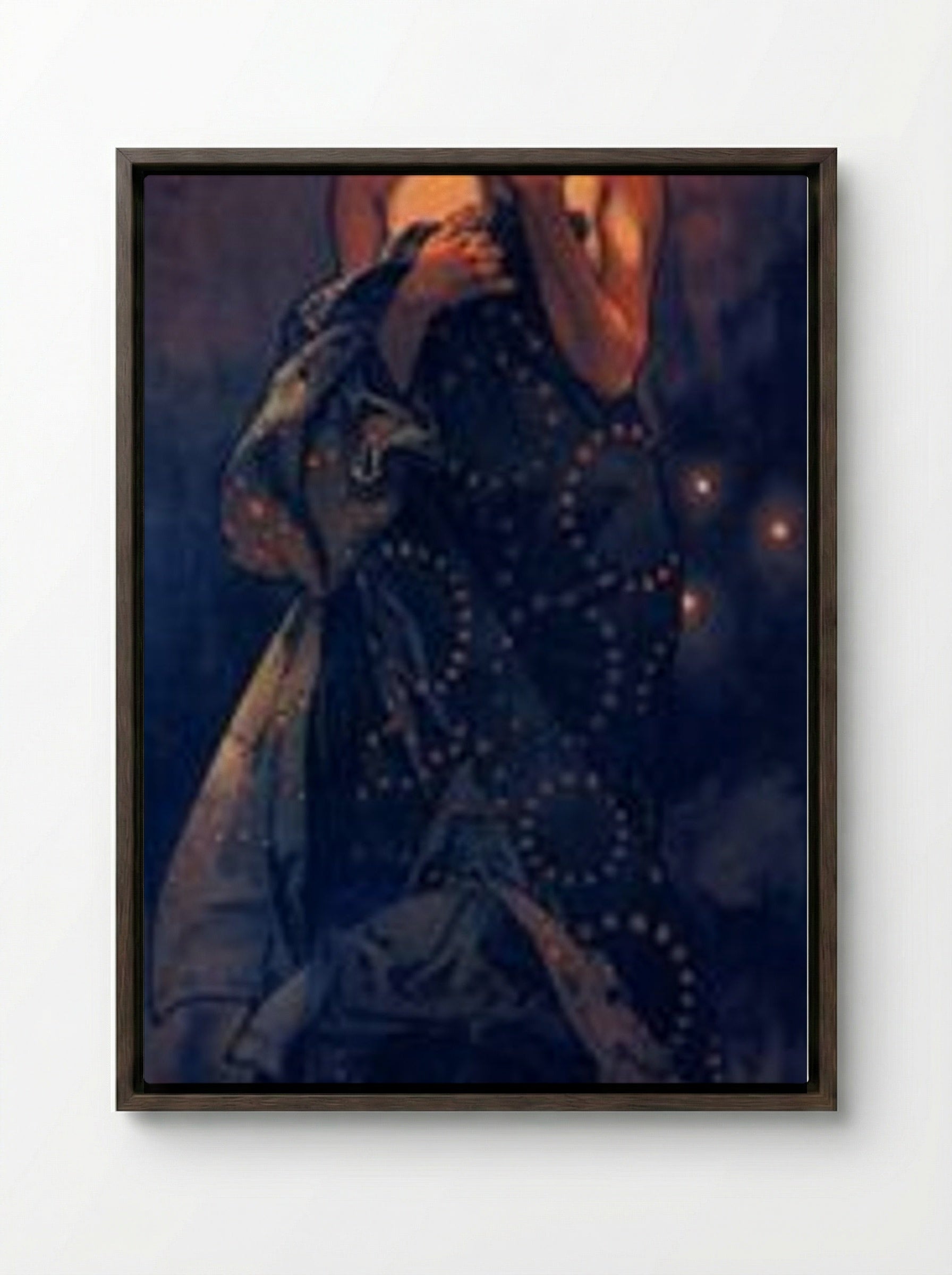 The Evening Star - Alfons Mucha - Framed Canvas Dark Wood