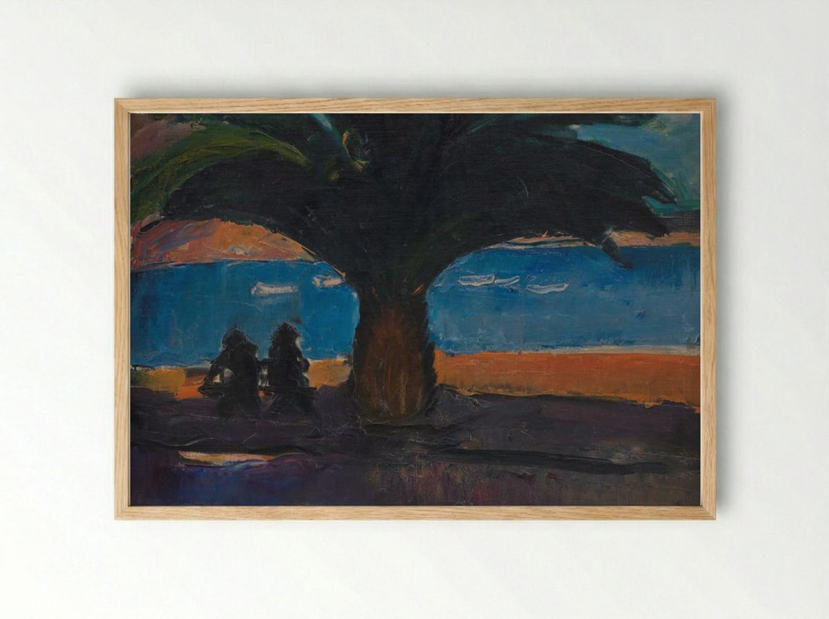 The Thick Palm. View from Villefranche - Jens Adolf Jerichau - Framed Print Wood