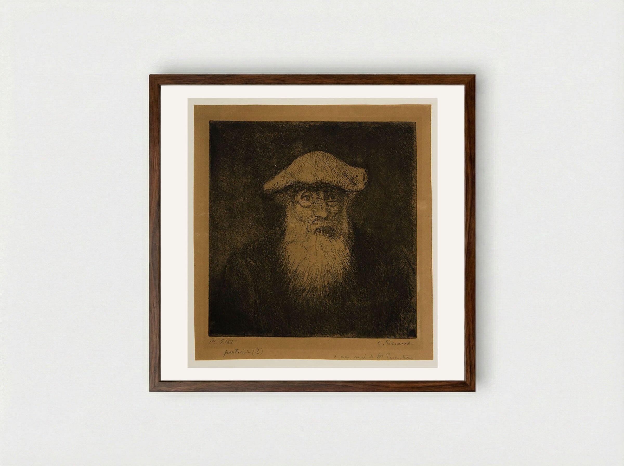 Self-Portrait (Camille Pissarro) - Camille Pissarro - Framed Print Dark Wood