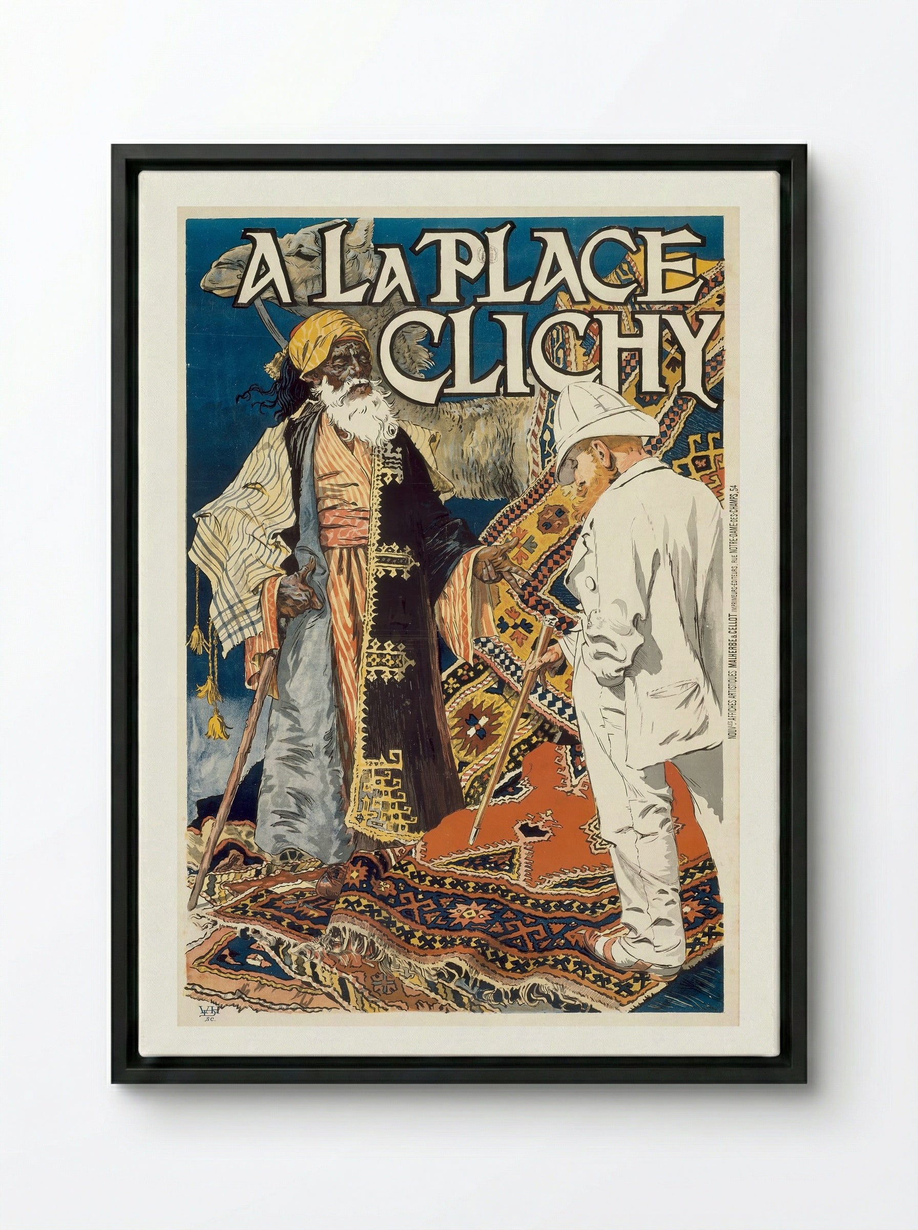 A la Place Clichy - Eugène Samuel Grasset - Framed Canvas Black