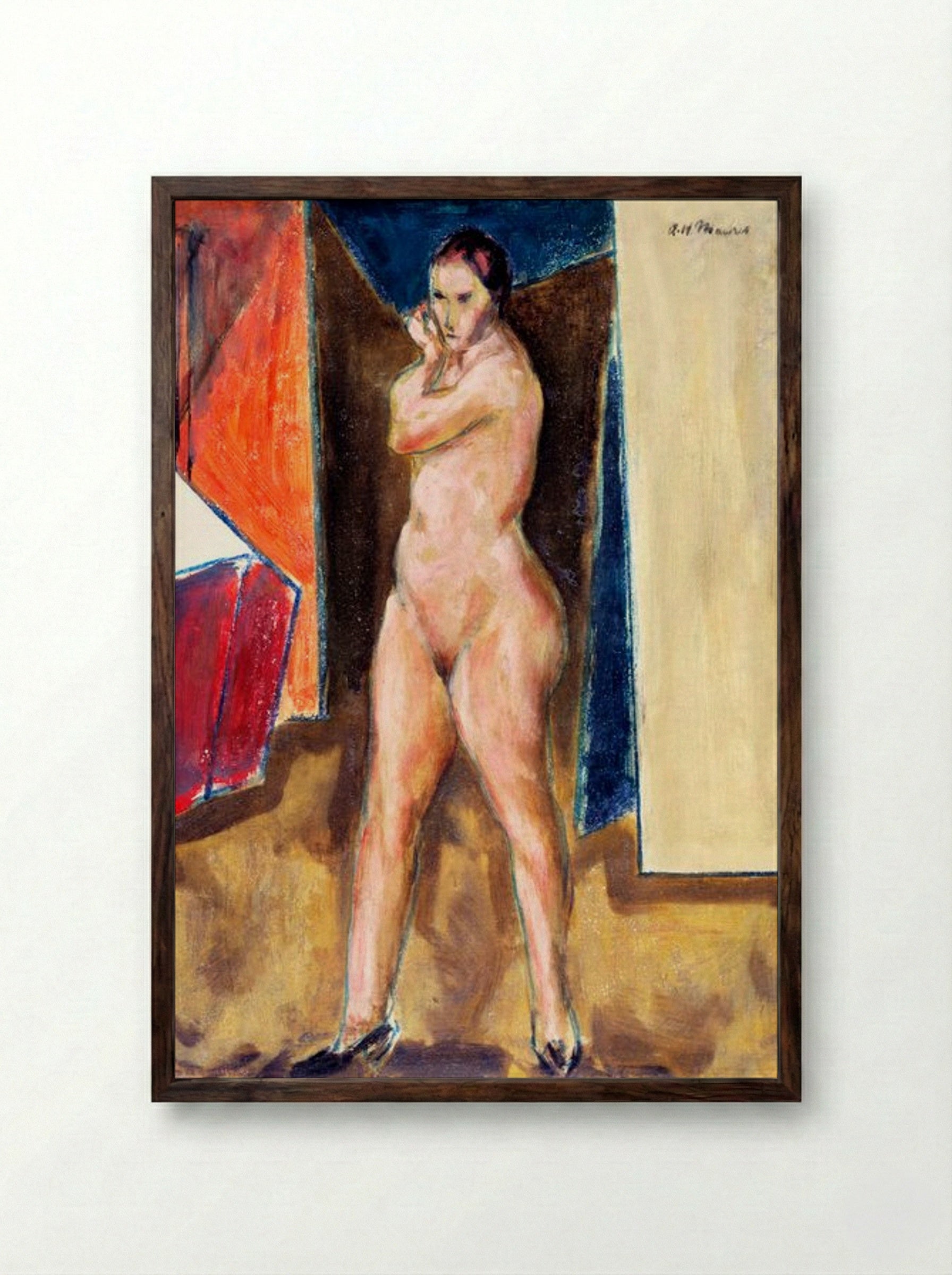 Nude (Standing Figure) - Alfred Henry Maurer - Framed Print Dark Wood