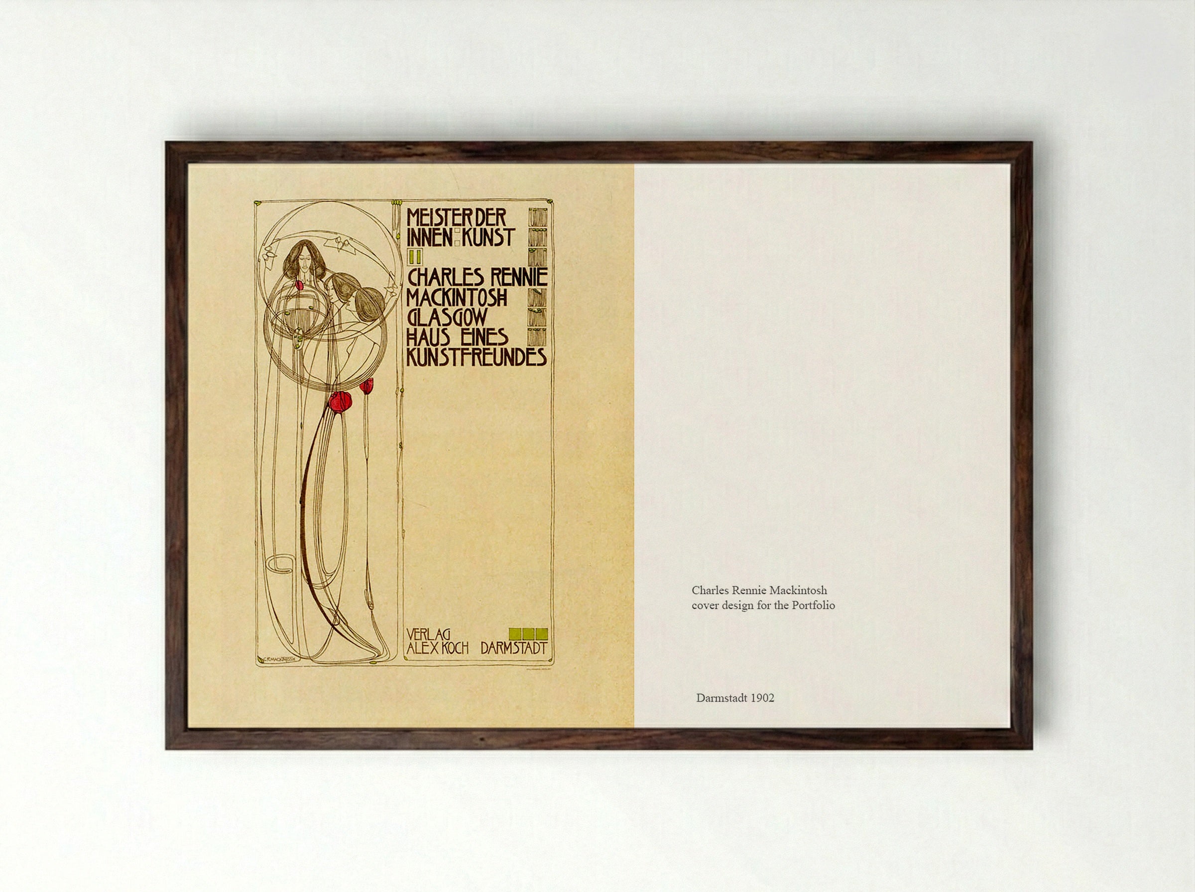 Cover Design for 'Meister der Innenkunst' - Charles Rennie Mackintosh - Framed Print Dark Wood