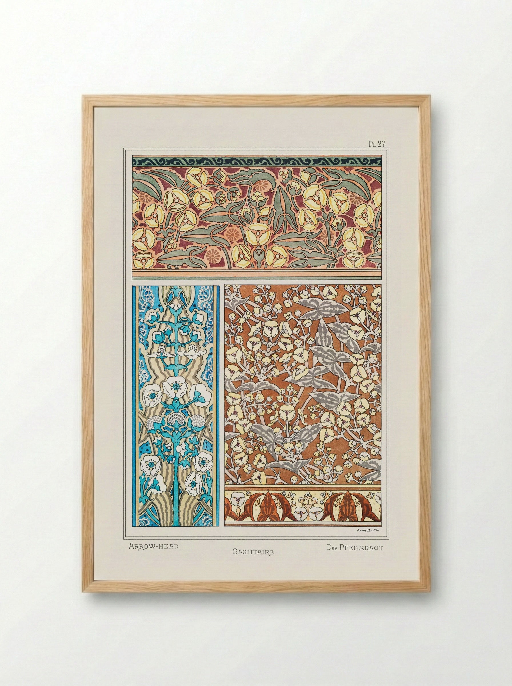 Sagittaire (Arrowhead) from La Plante et ses Applications ornementales - Maurice Pillard Verneuil - Framed Print Wood