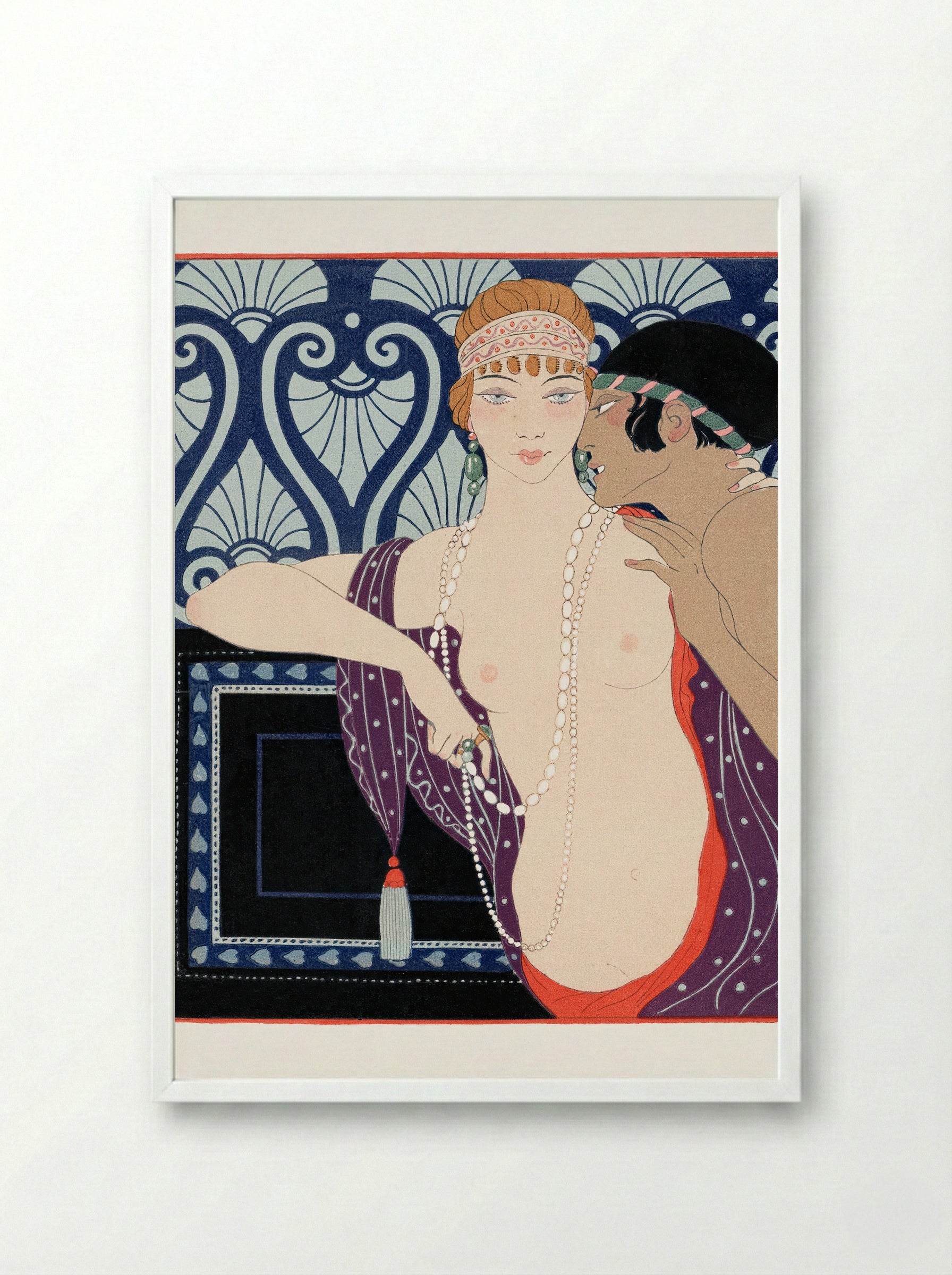 Les Trois Beautés de Mnasidika - George Barbier - Framed Print White