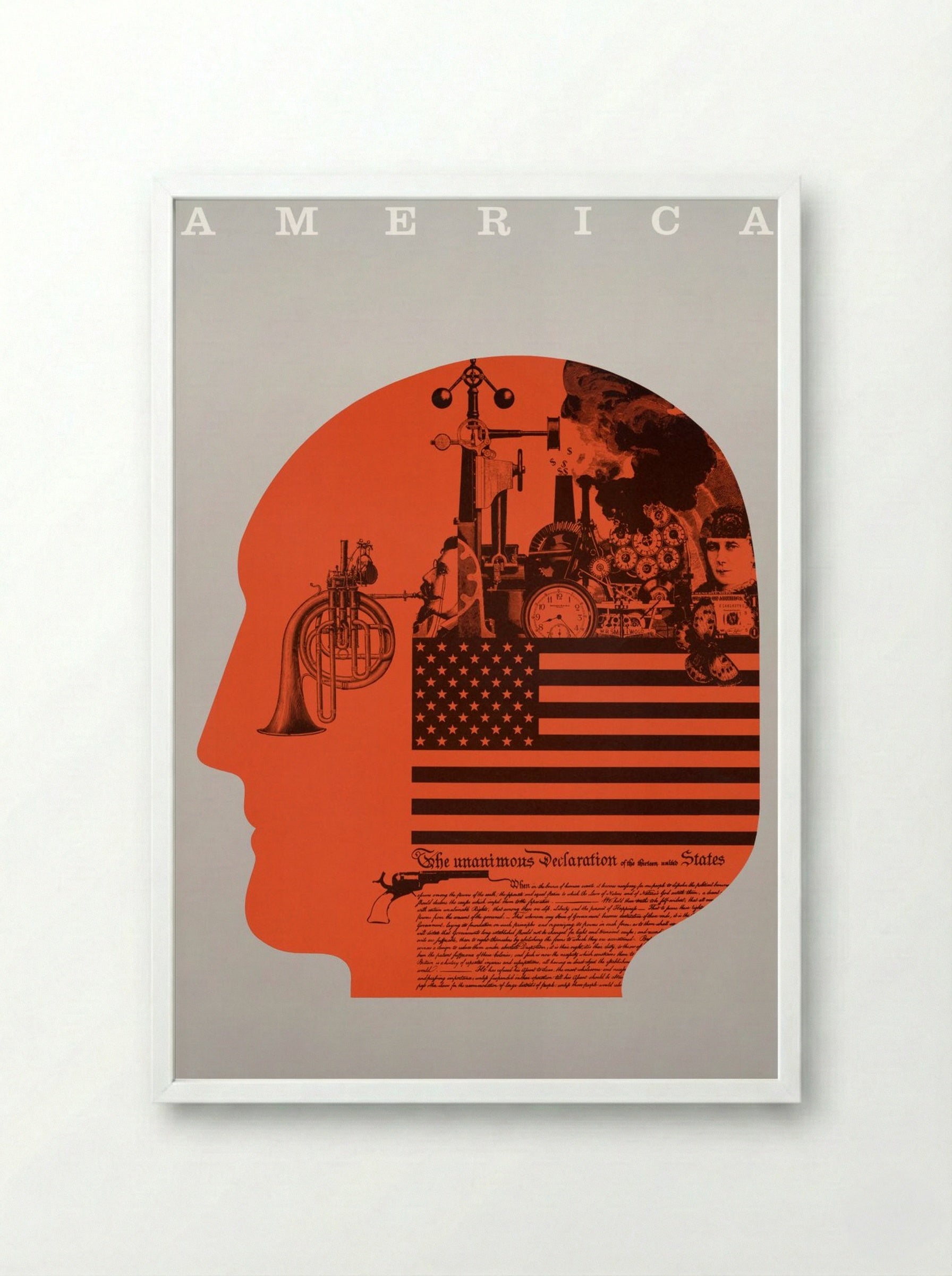 America: The Unanimous Declaration of the Thirteen United States - Fine Art Print - Framed Print White