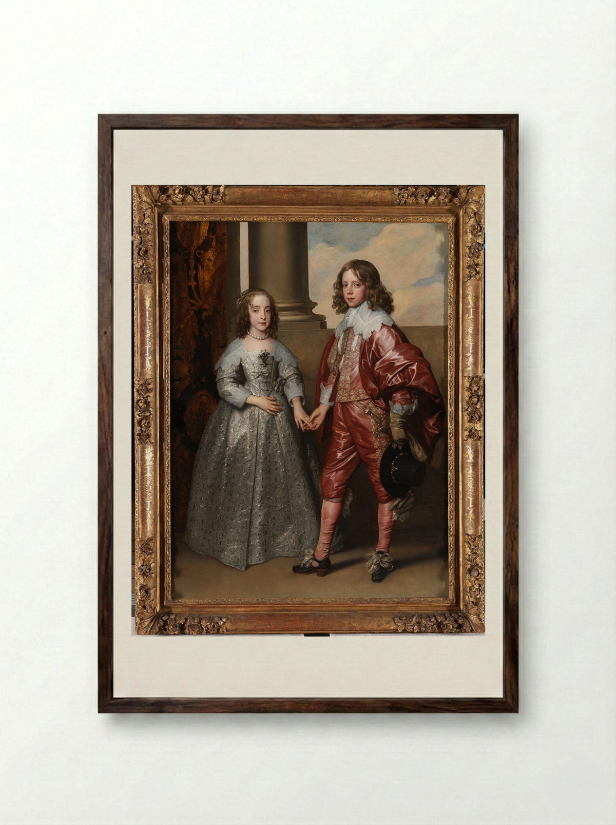 Maria Stuart en Willem II - Anthony van Dyck - Framed Print Dark Wood