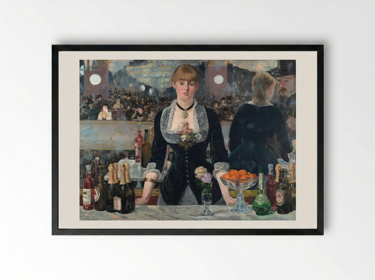 A Bar at the Folies-Bergère - Édouard Manet - Framed Print Black