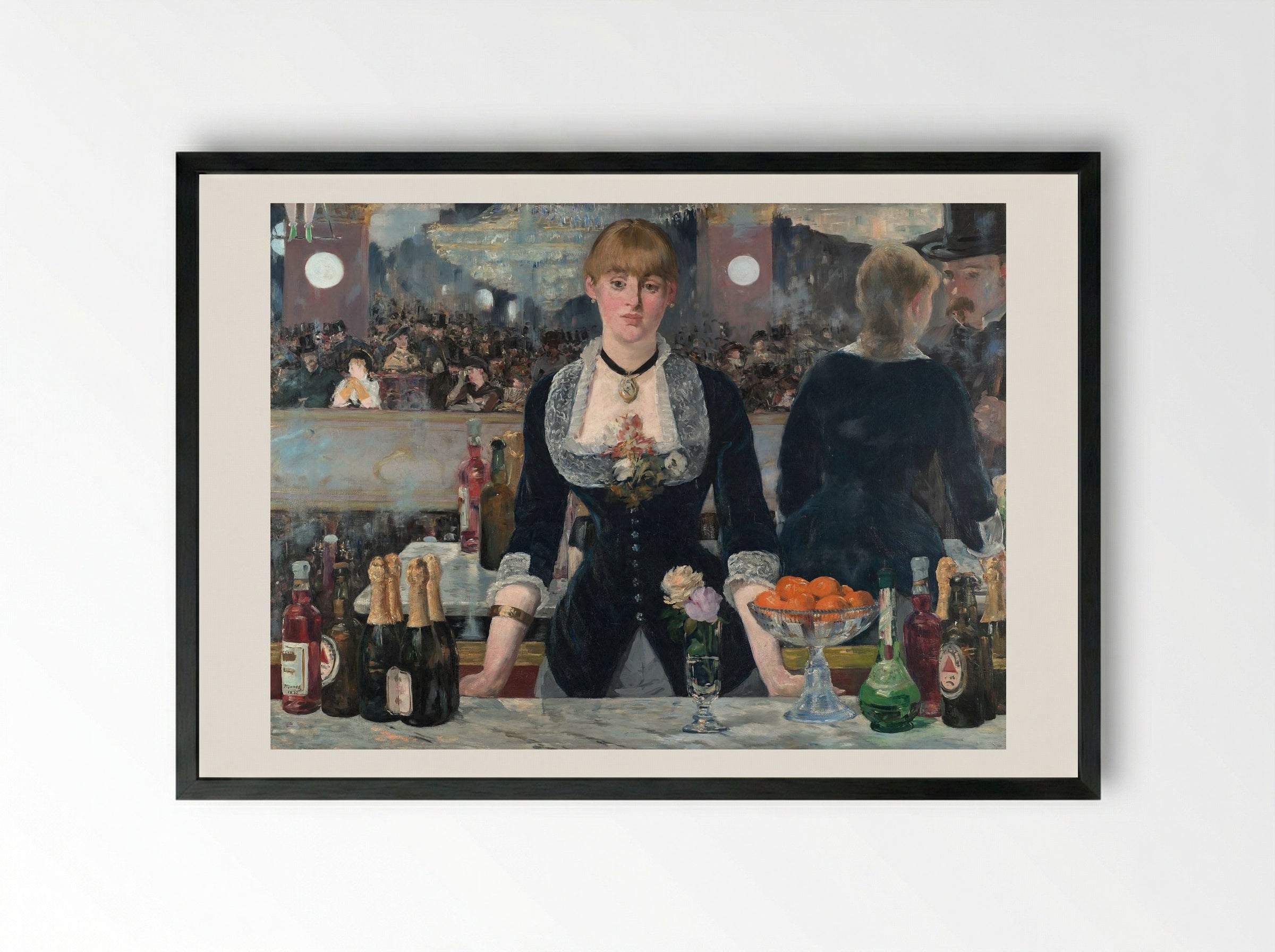 A Bar at the Folies-Bergère - Édouard Manet - Framed Print Black
