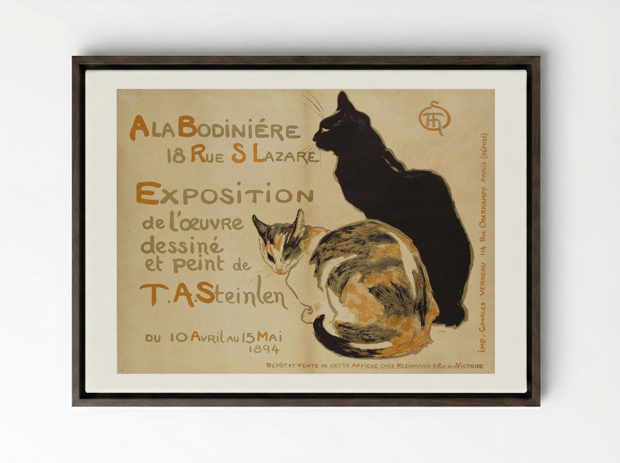 A la Bodinière, 18 Rue St. Lazare - Théophile Steinlen - Framed Canvas Dark Wood