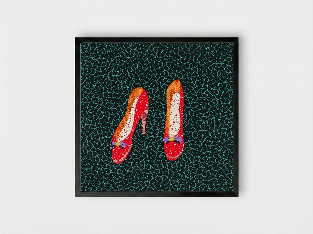 Shoes - Yayoi Kusama - Framed Print Black