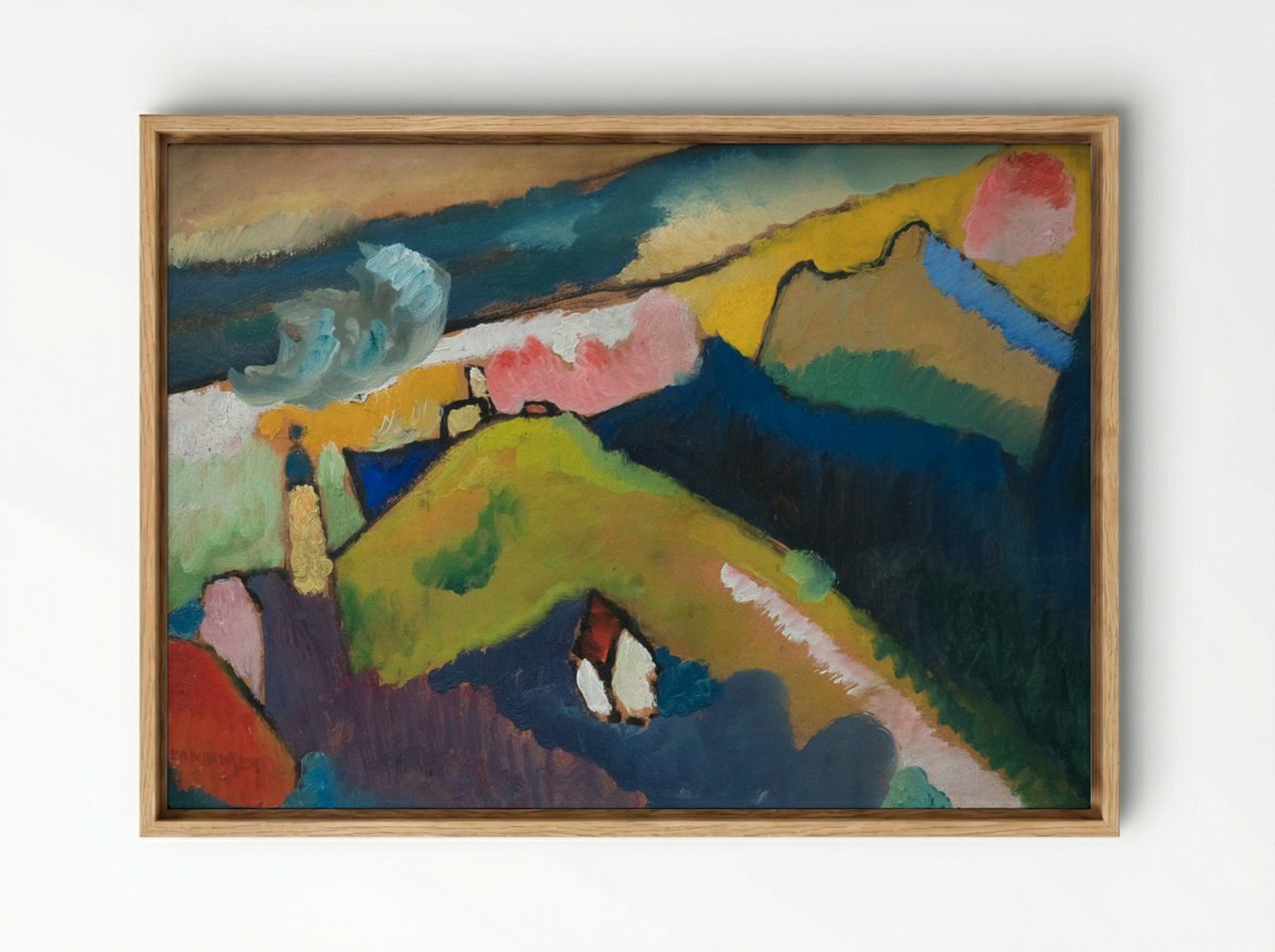 Murnau Mountain Landscape with Church - Wassily Kandinsky - Framed Canvas Wood