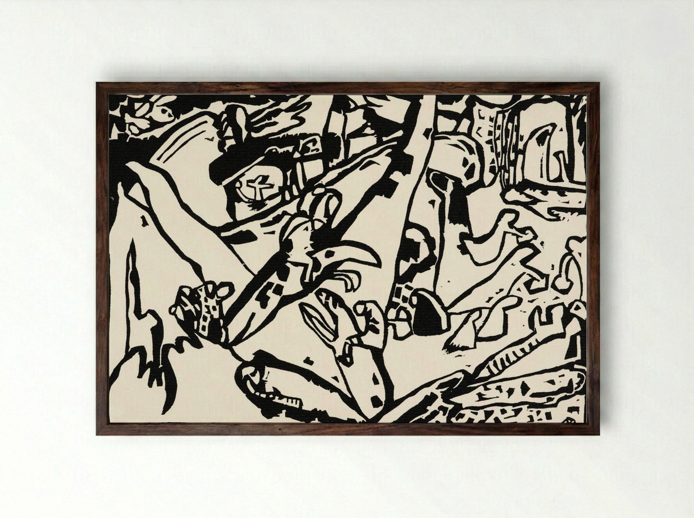 Composition 2 - Wassily Kandinsky - Framed Print Dark Wood