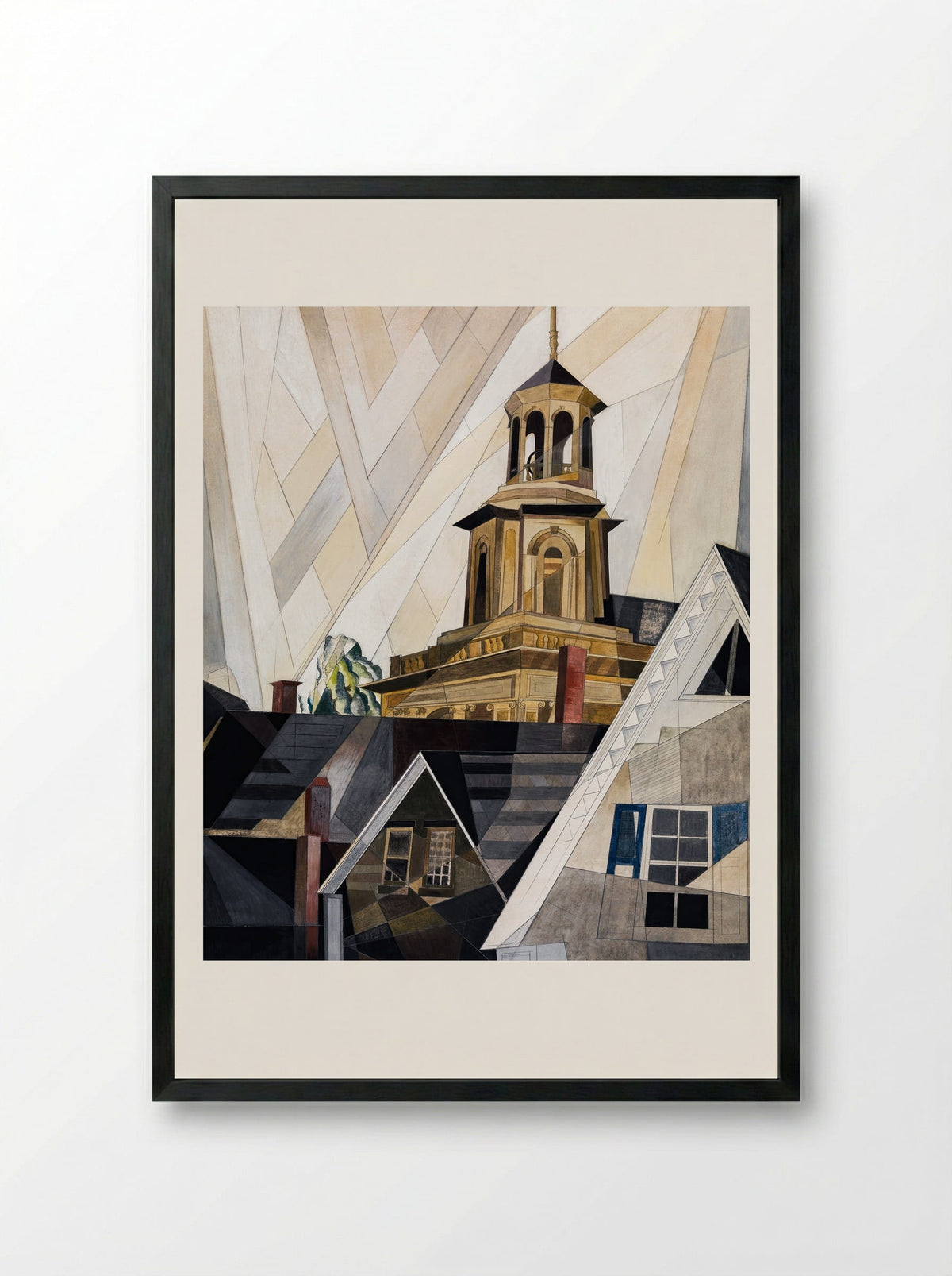 After Sir Christopher Wren (Church Tower) - Charles Demuth - Framed Print Black