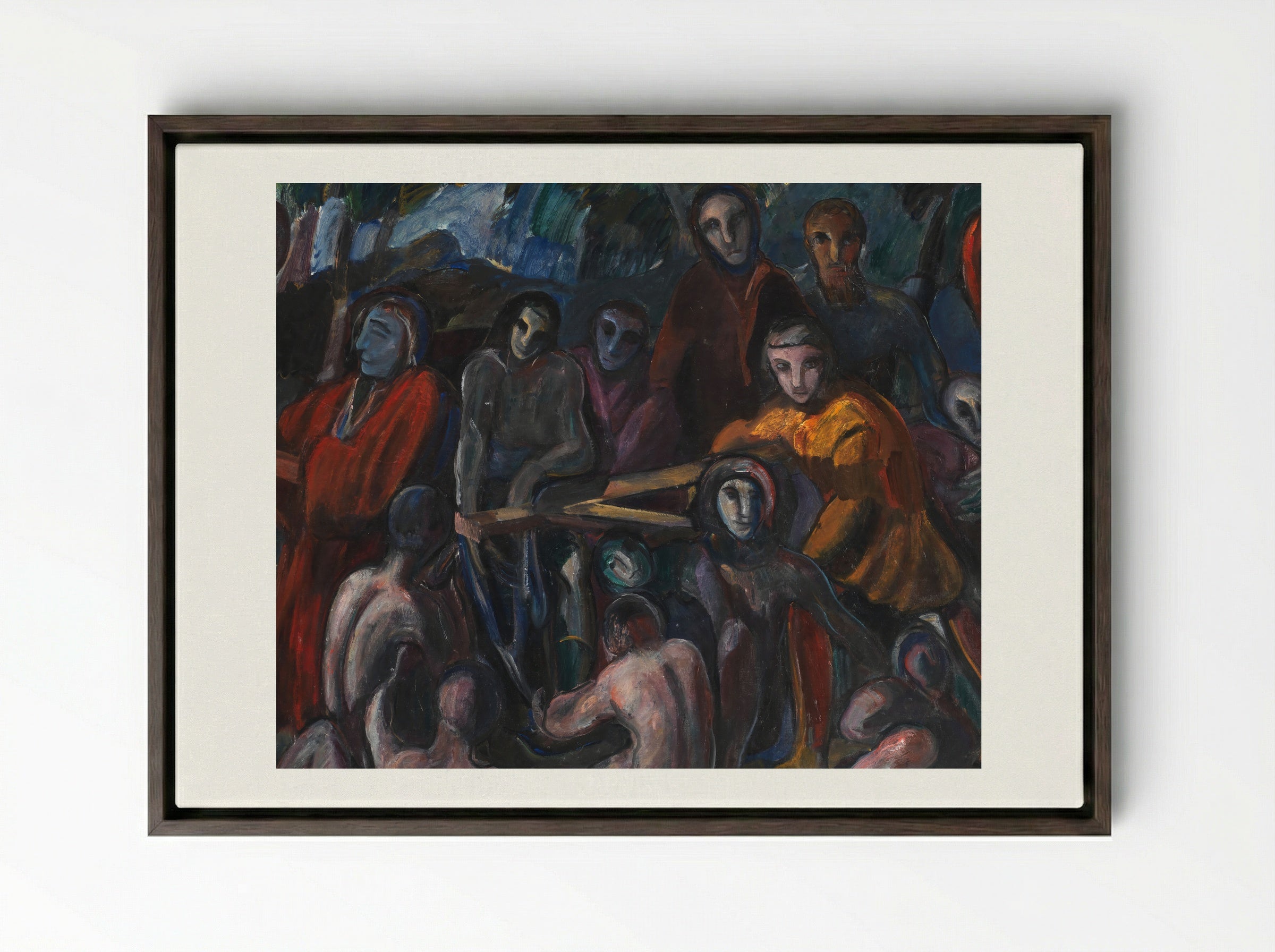 The Road to Golgotha - Jens Adolf Jerichau - Framed Canvas Dark Wood