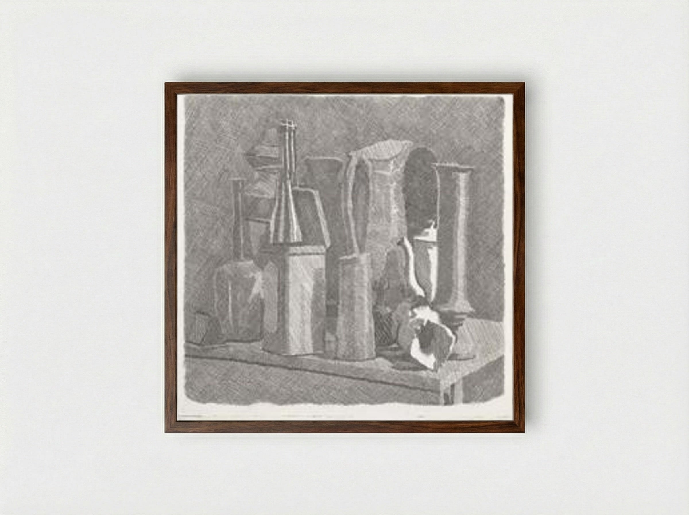 Grande natura morta con la caffettiera - Giorgio Morandi - Framed Print Dark Wood