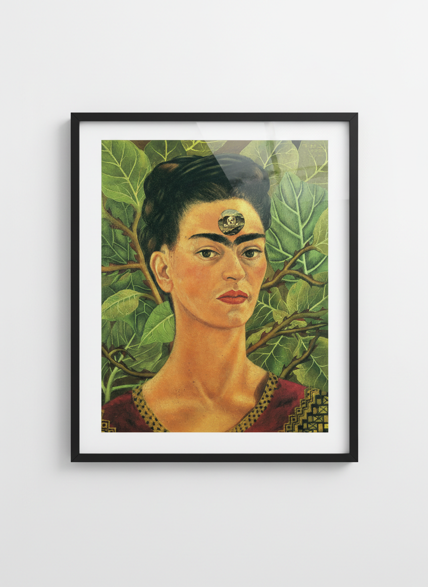 Thinking About Death - Frida Kahlo - Framed Print Black
