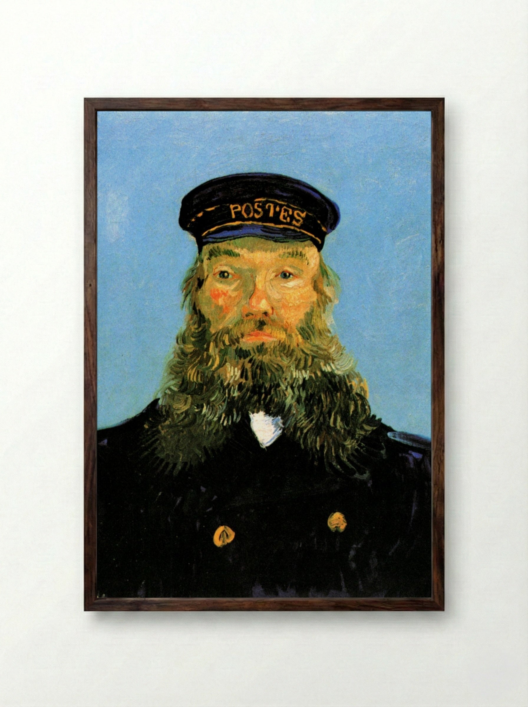 Portrait of Postman Roulin - Vincent van Gogh - Framed Print Dark Wood