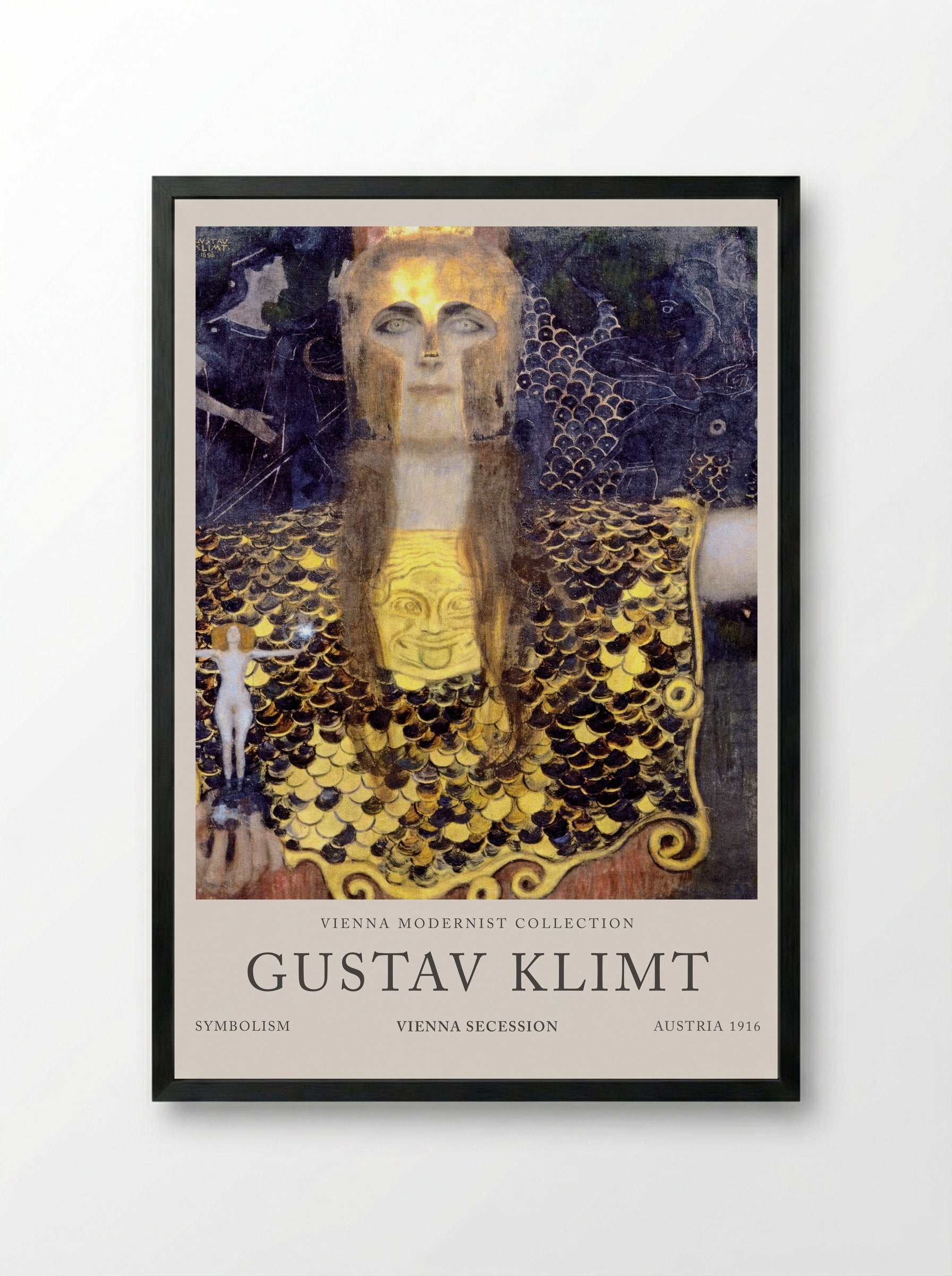 Pallas Athena - Gustav Klimt - Framed Print Black