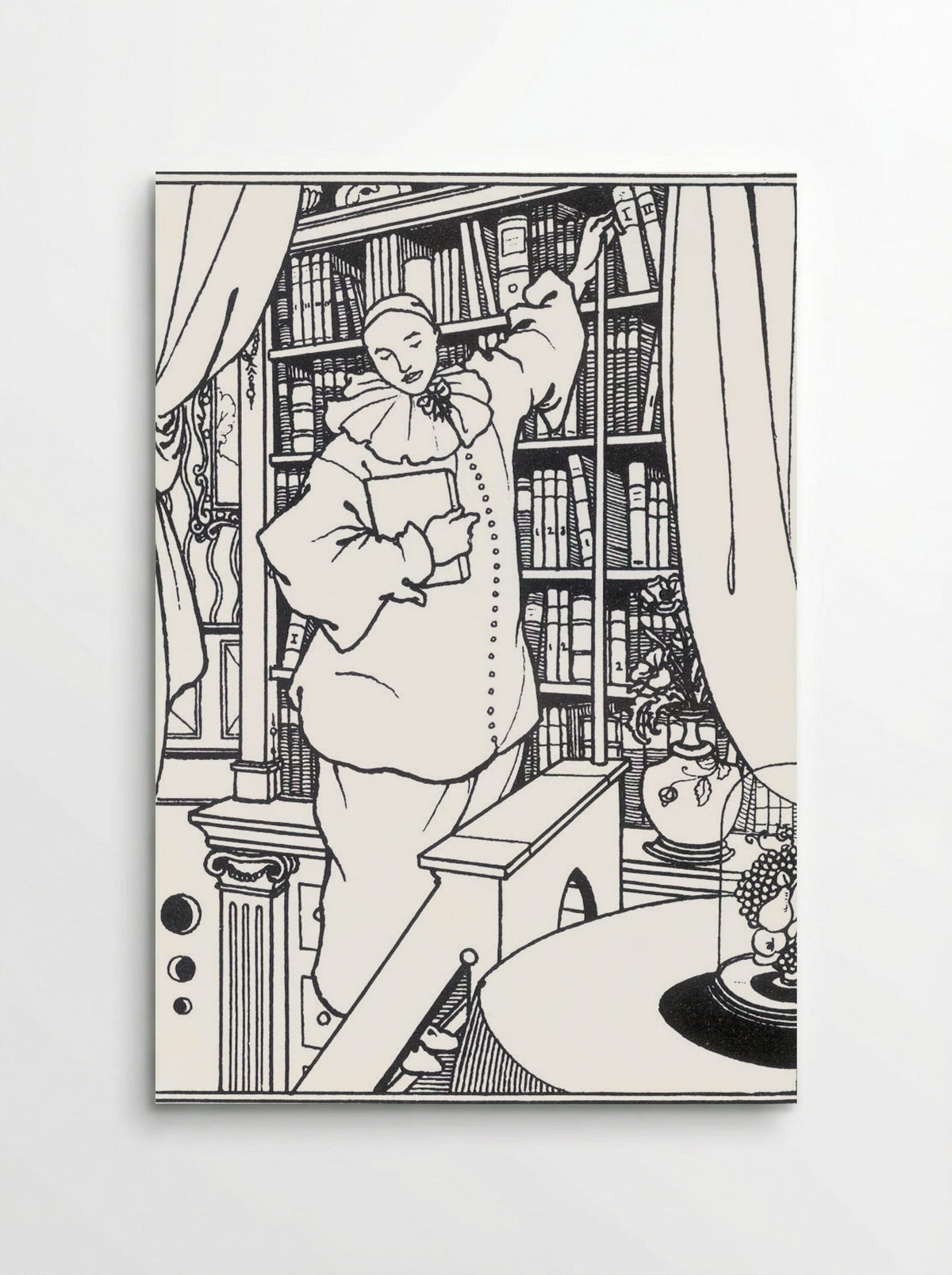 Pierrot in a Library - Aubrey Beardsley - Poster