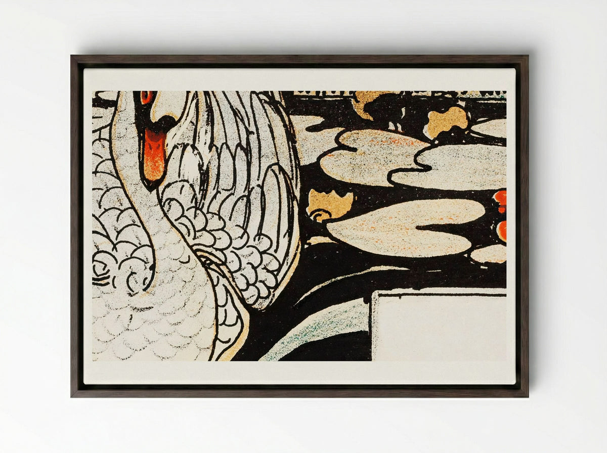 Het leelijke jonge eendje (The Ugly Duckling) - Theo van Hoytema - Framed Canvas Dark Wood