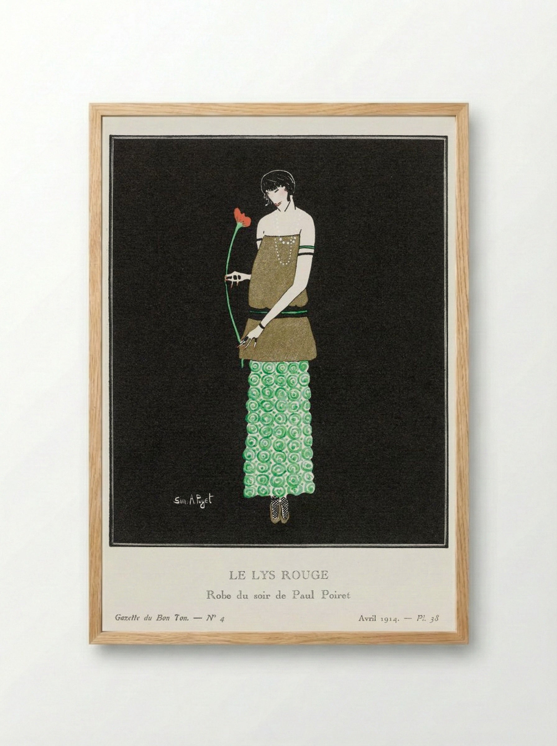 Le Lys Rouge, Robe du Soir de Paul Poiret - Simone A. Puget - Framed Print Wood