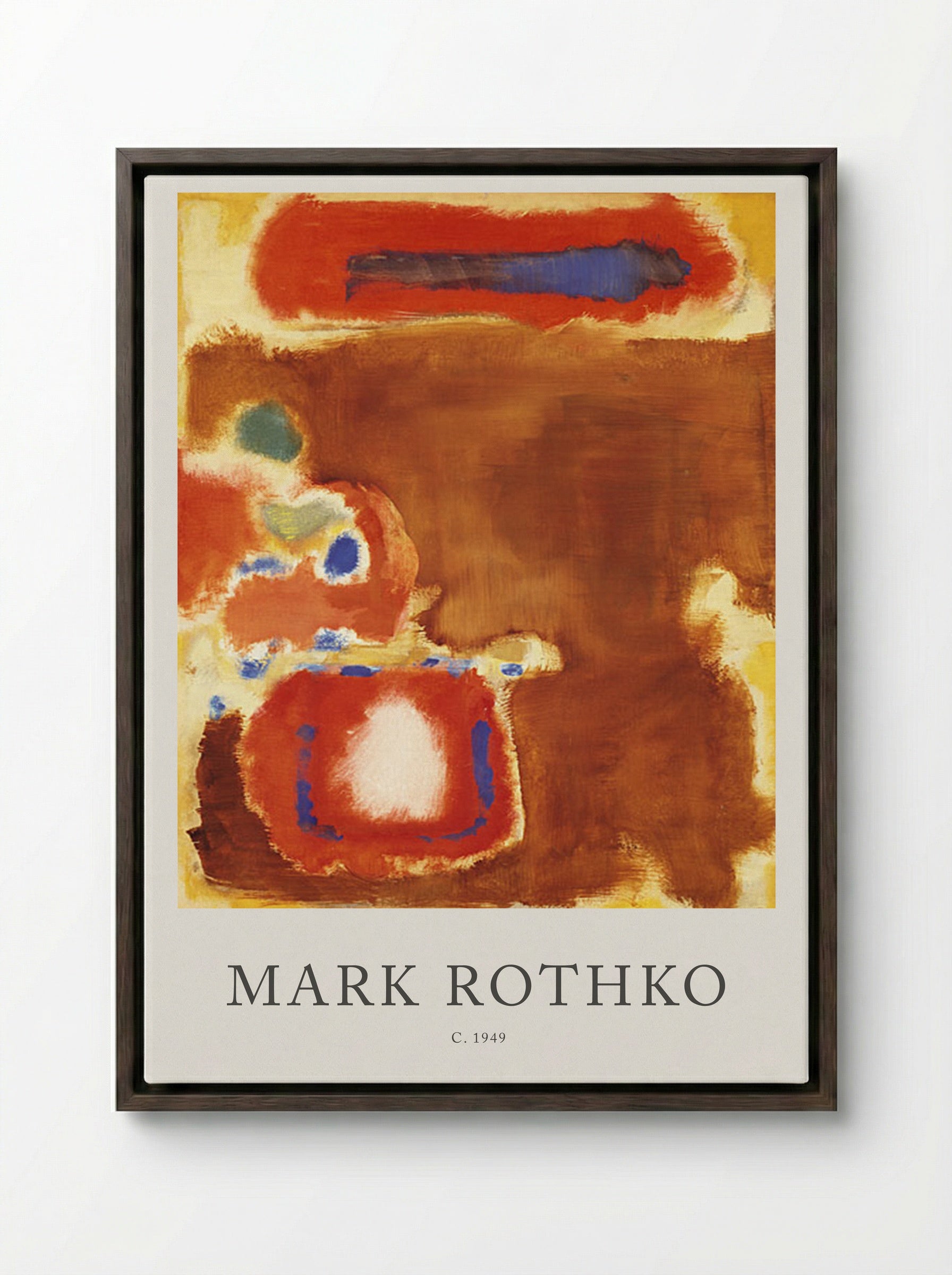 Untitled (Brown, Red and Blue) - Mark Rothko - Framed Canvas Dark Wood