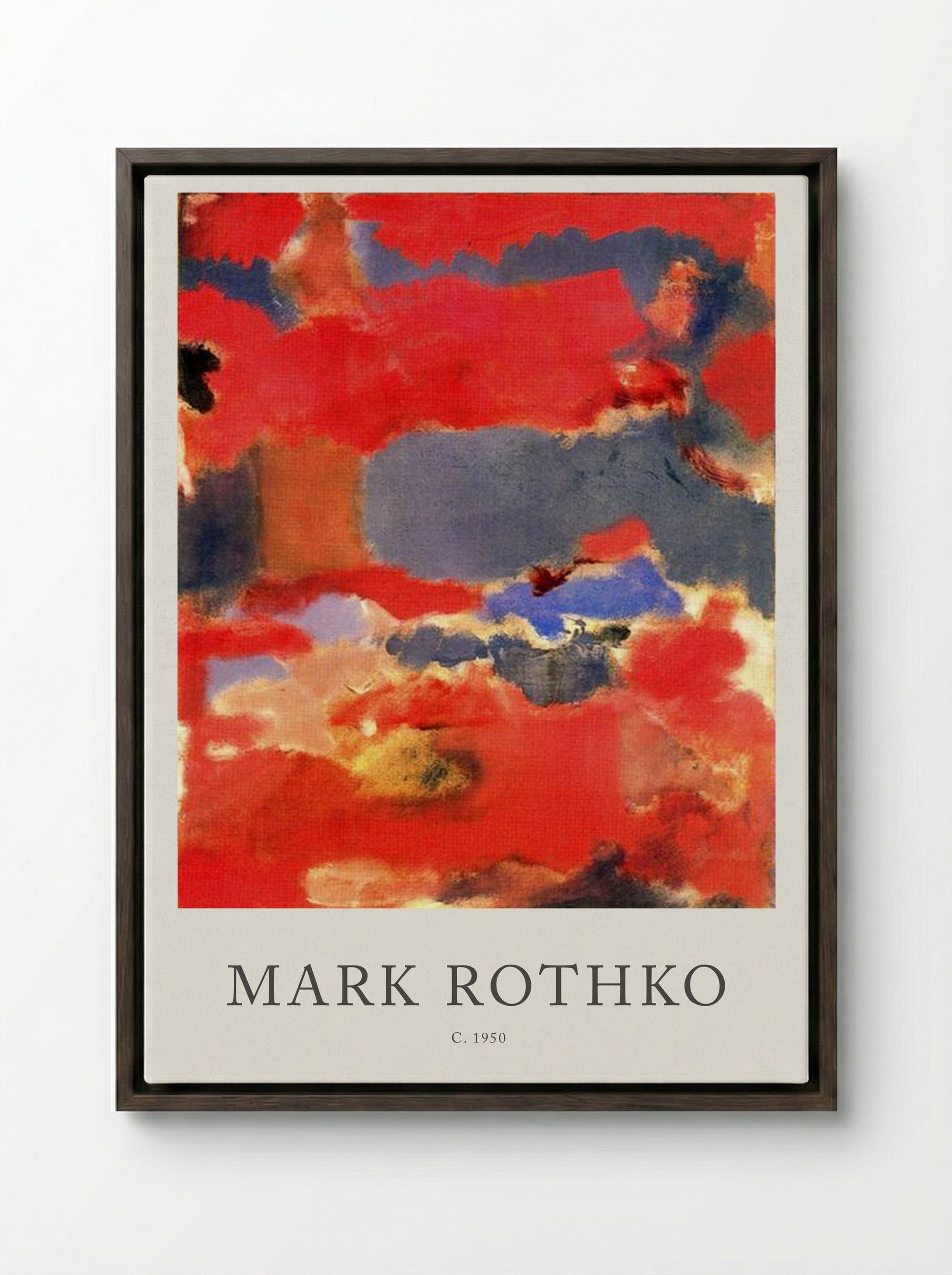 Untitled (Red and Blue Abstraction) - Mark Rothko - Framed Canvas Dark Wood