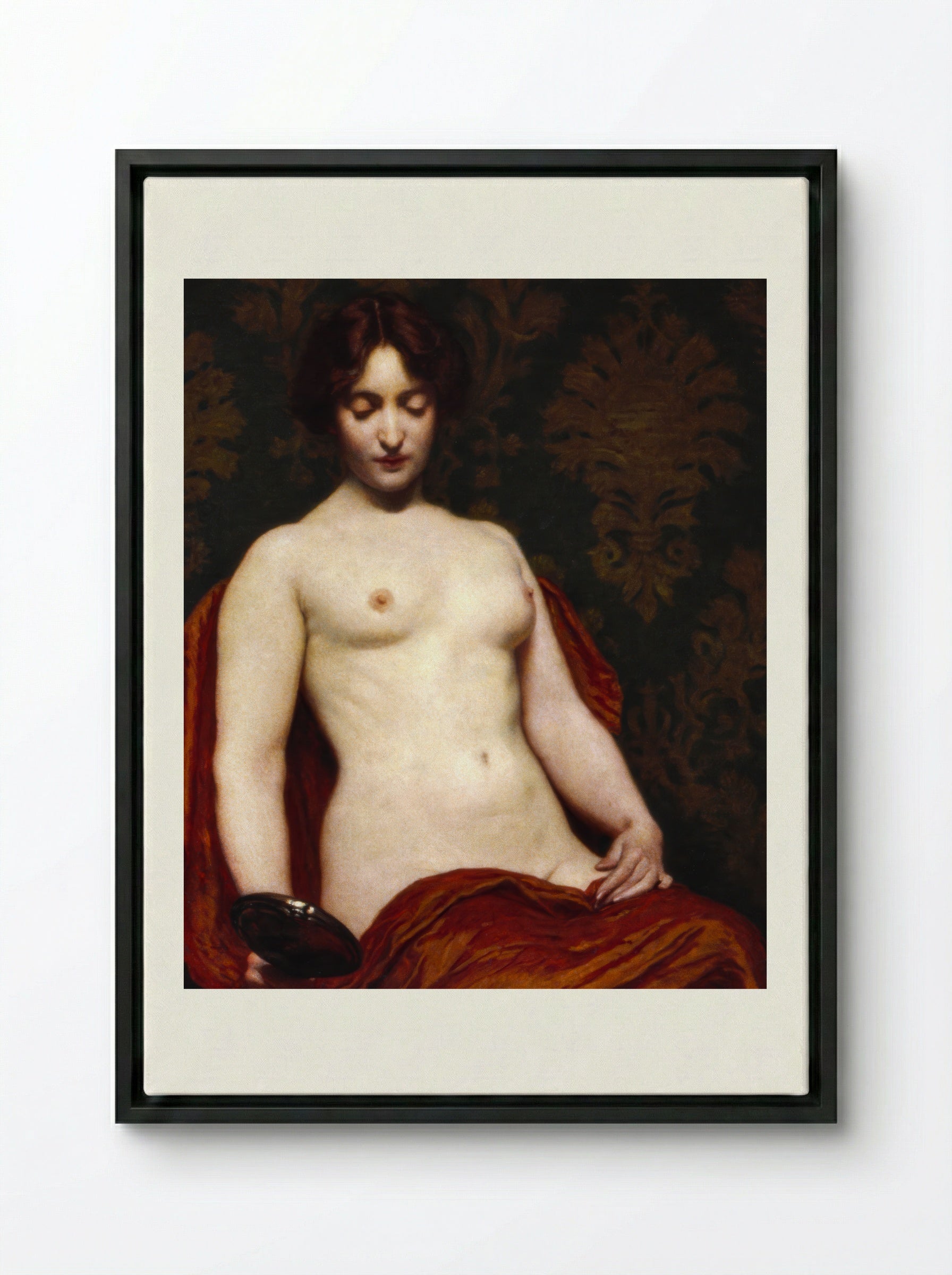 The Silver Hand Glass - Kenyon Cox - Framed Canvas Black