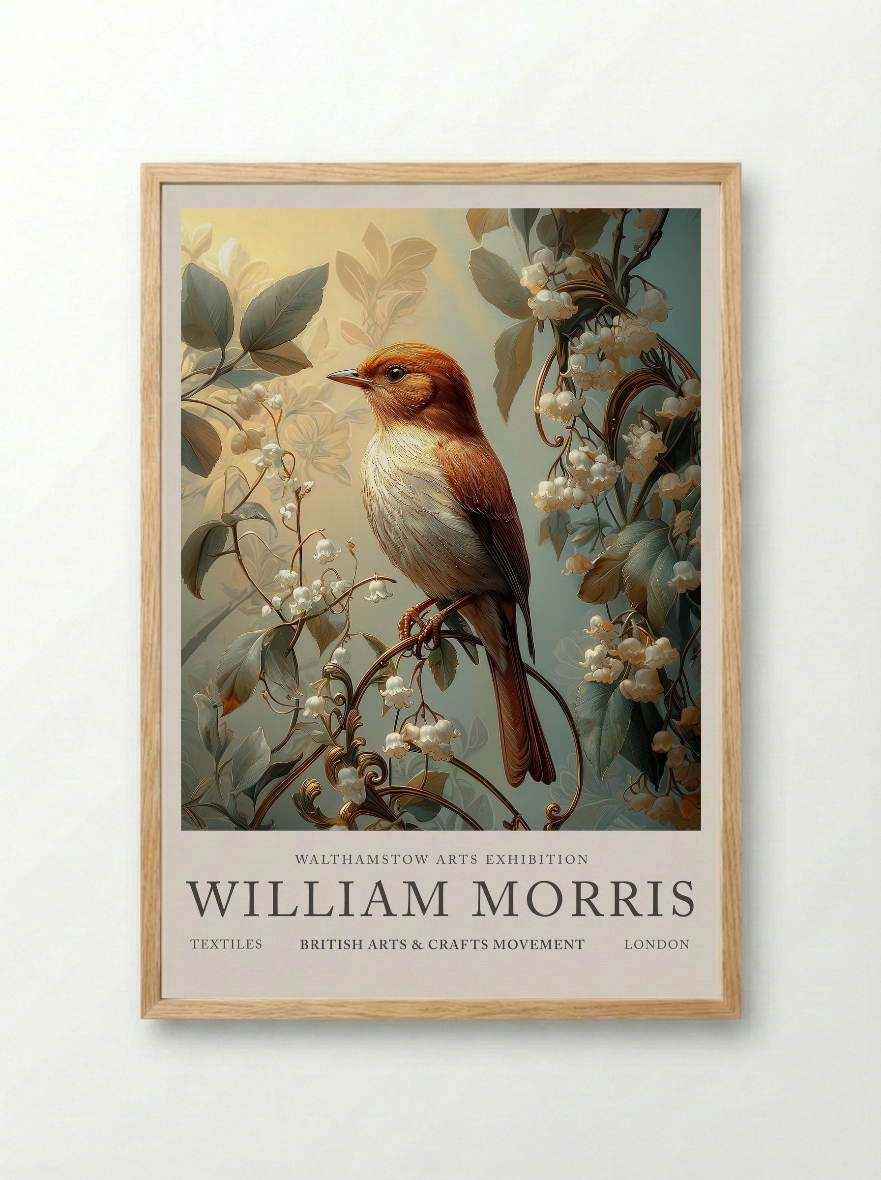 Nightingale Melody - William Morris - Framed Print Wood