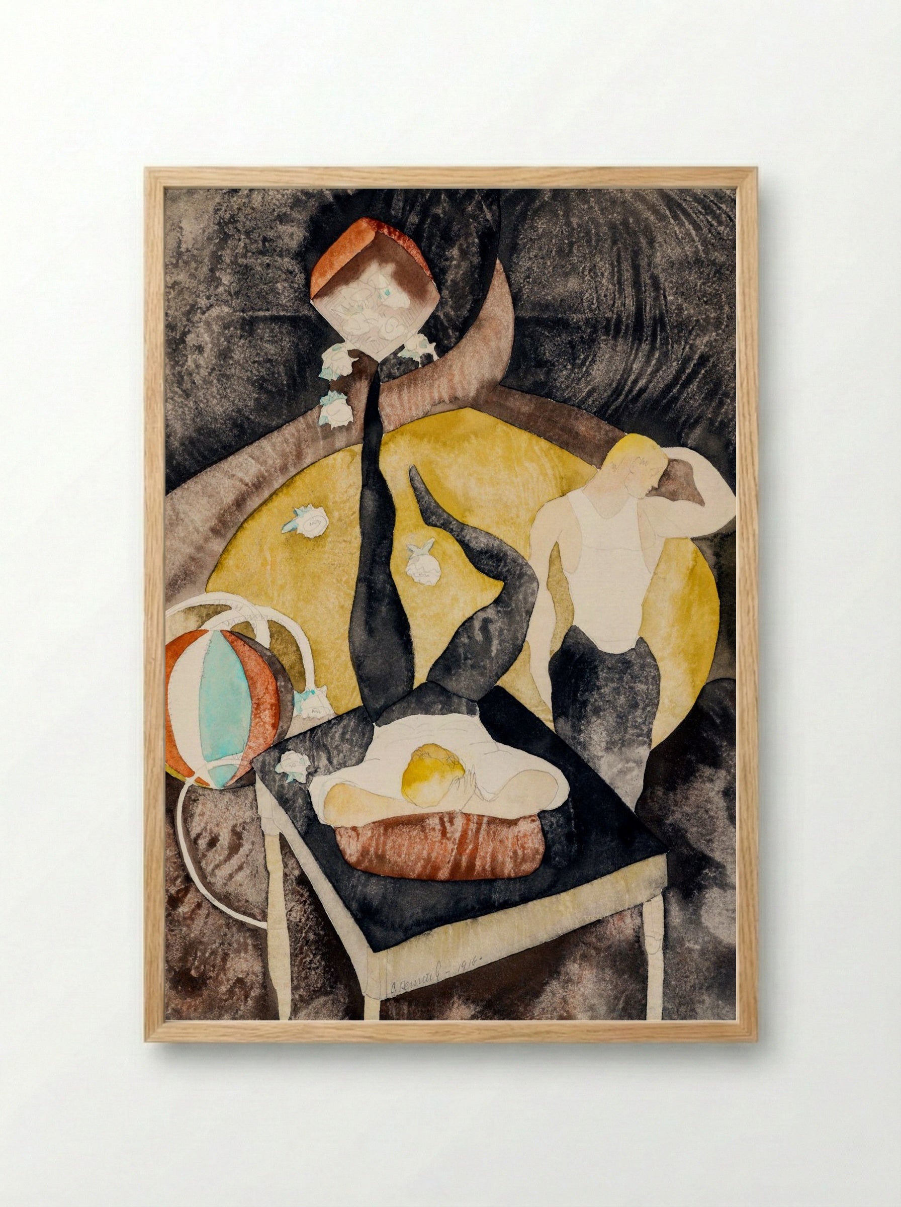 In Vaudeville: Two Acrobat-Jugglers - Charles Demuth - Framed Print Wood