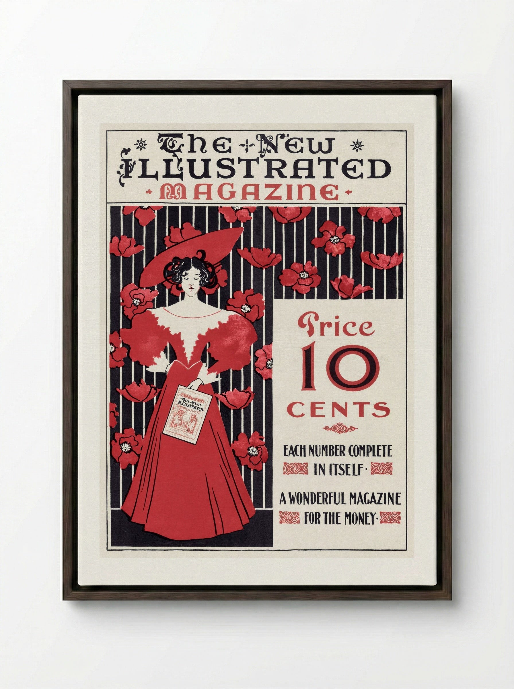 The New Illustrated Magazine (Cover Design) - Ethel Reed - Framed Canvas Dark Wood