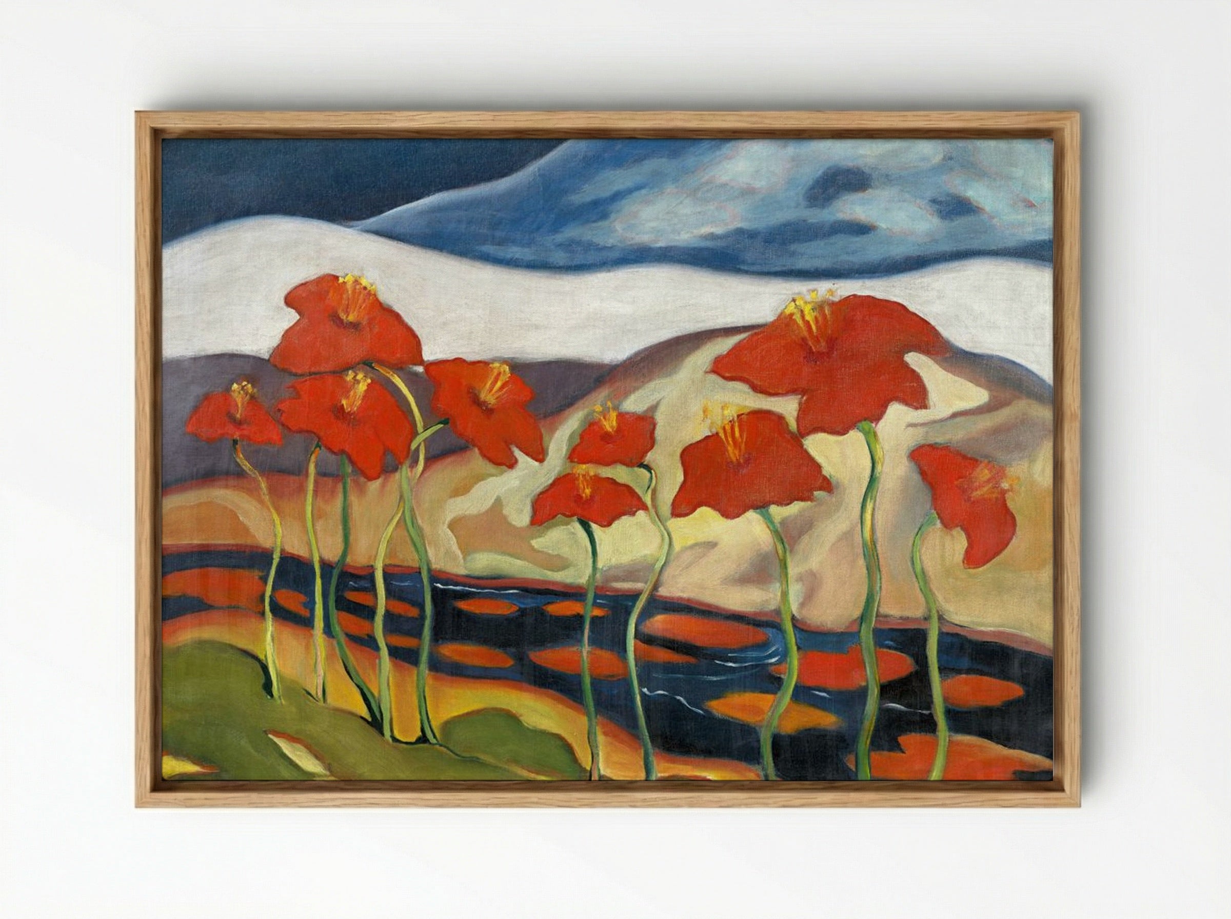 Landscape with Flowers (Nirvana) - Zolo Palugyay - Framed Canvas Wood
