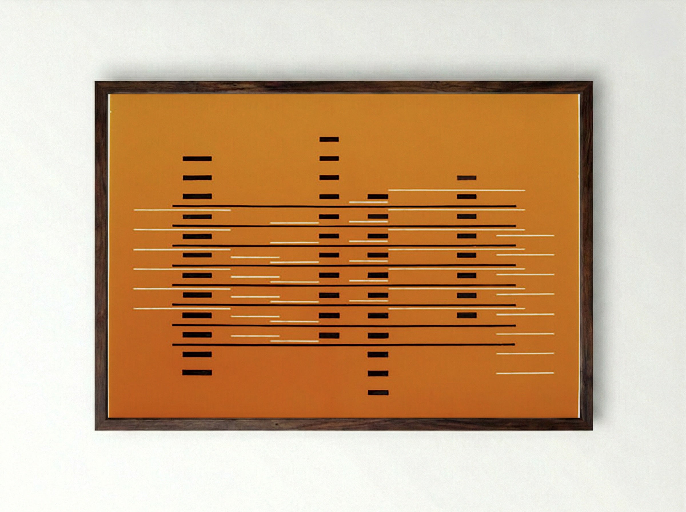 Abstract Composition in Orange and Black - Fine Art Print - Framed Print Dark Wood