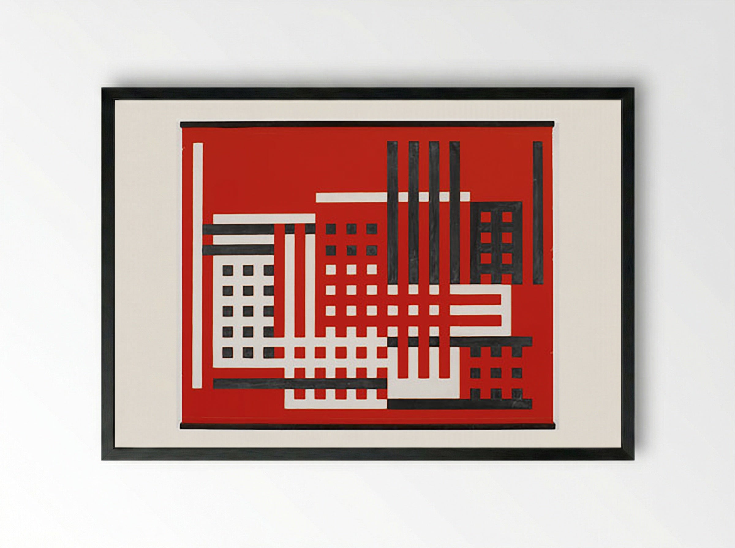 Untitled (Factory Abstraction, Red, Black and White) - Fine Art Print - Framed Print Black