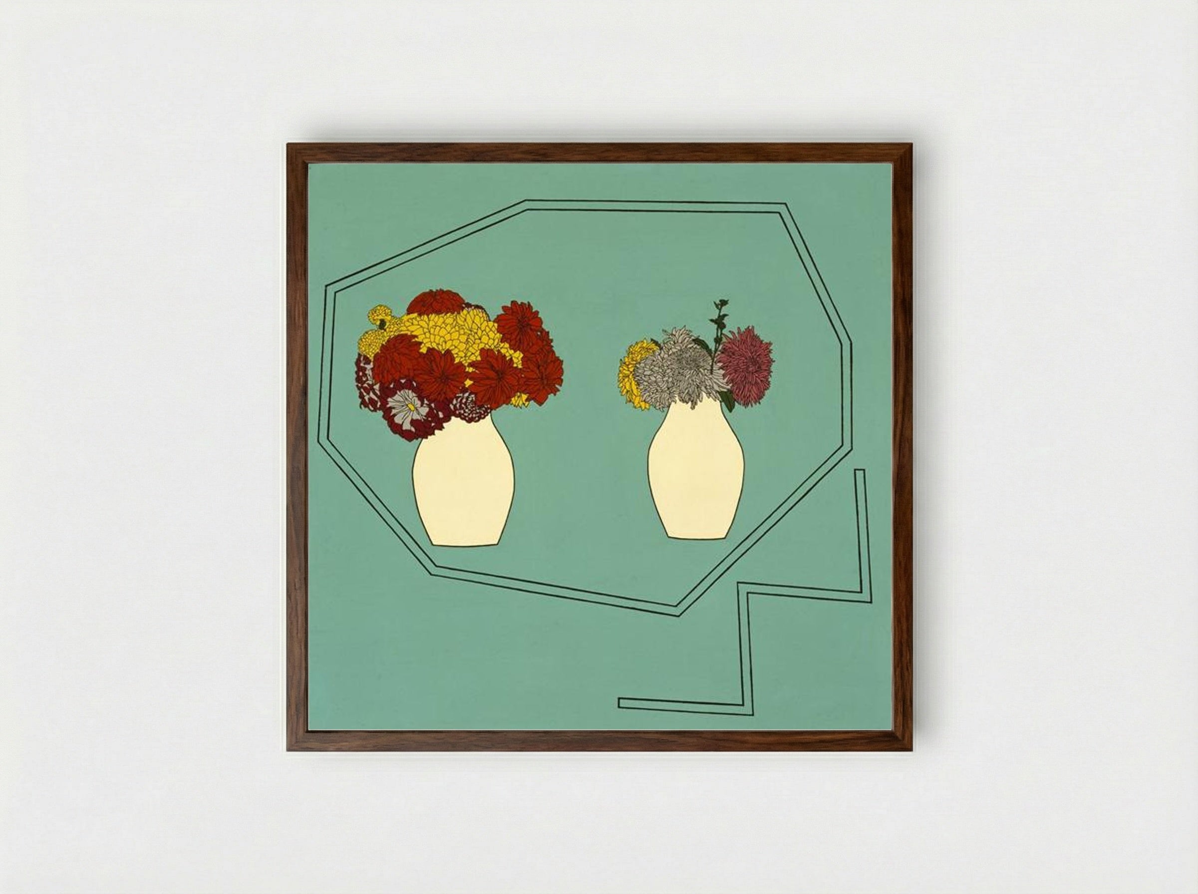 Vases of Flowers - Patrick Caulfield - Framed Print Dark Wood