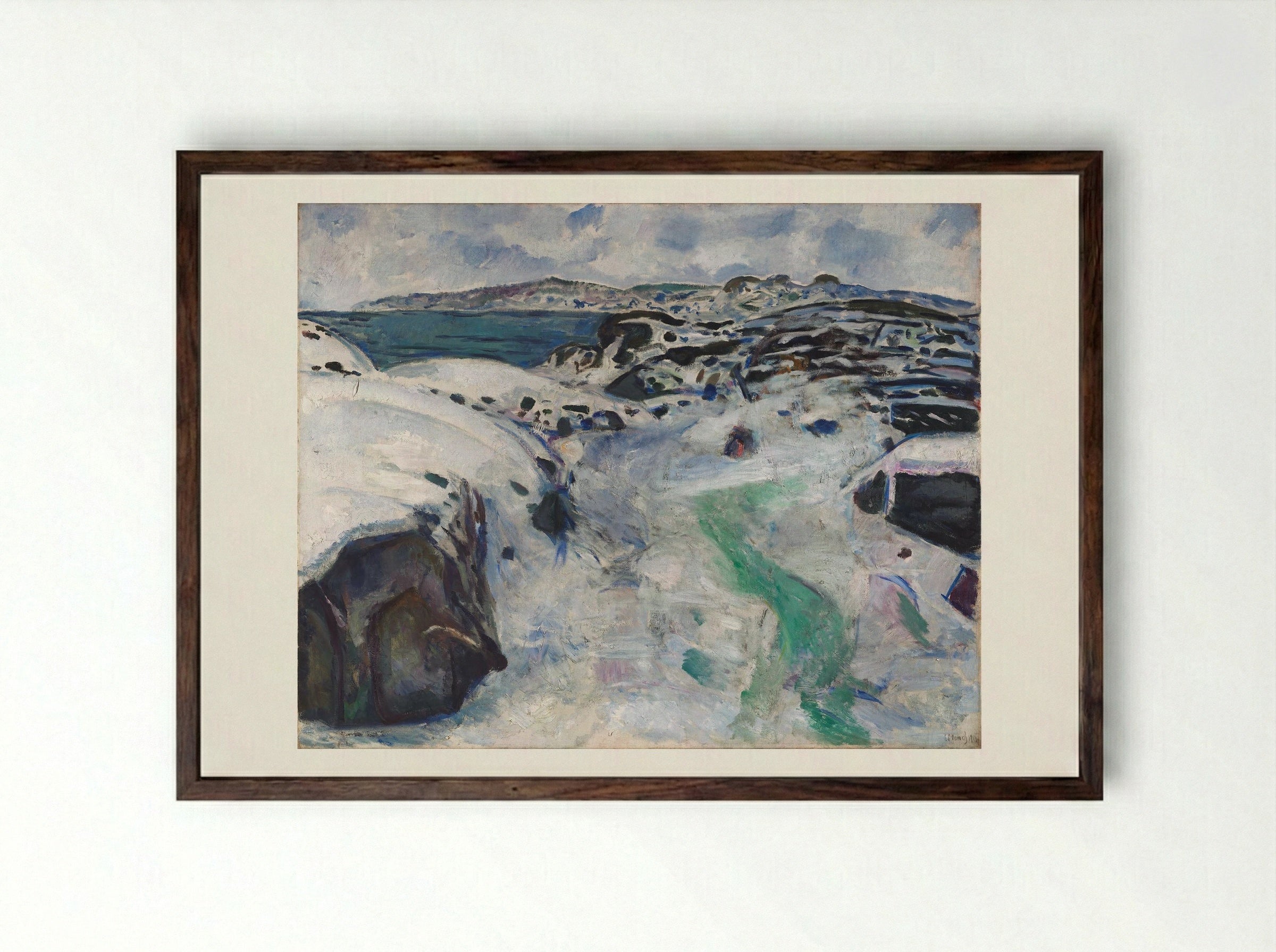 Winter in Kragerø - Edvard Munch - Framed Print Dark Wood