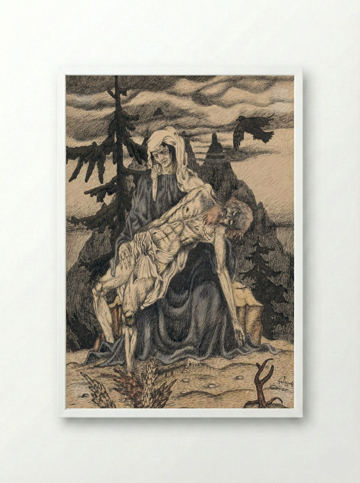 Pieta - Mikuláš Galanda - Framed Print White